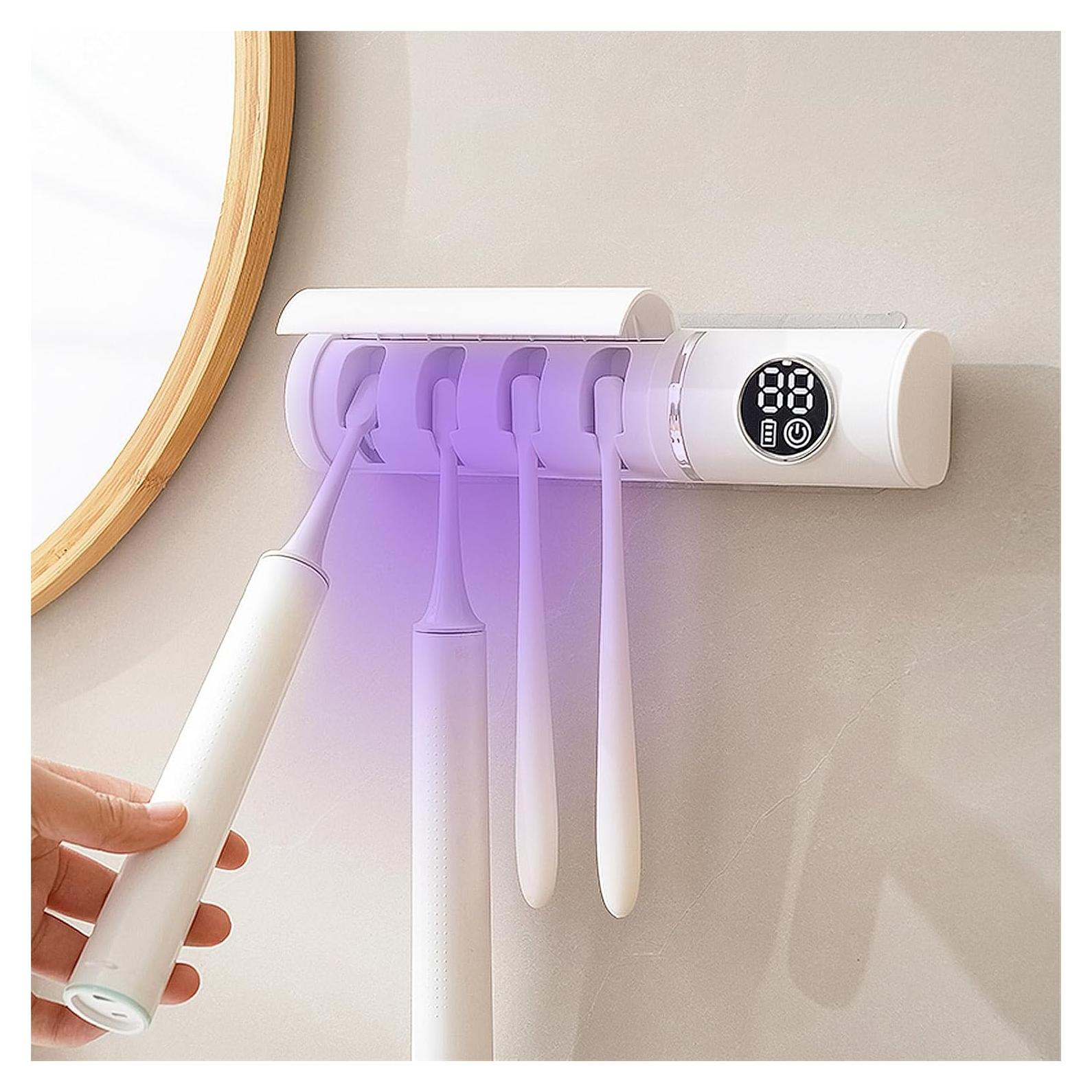 Soporte de Cepillos de Dientes Wekity Blanco Montado en Pared