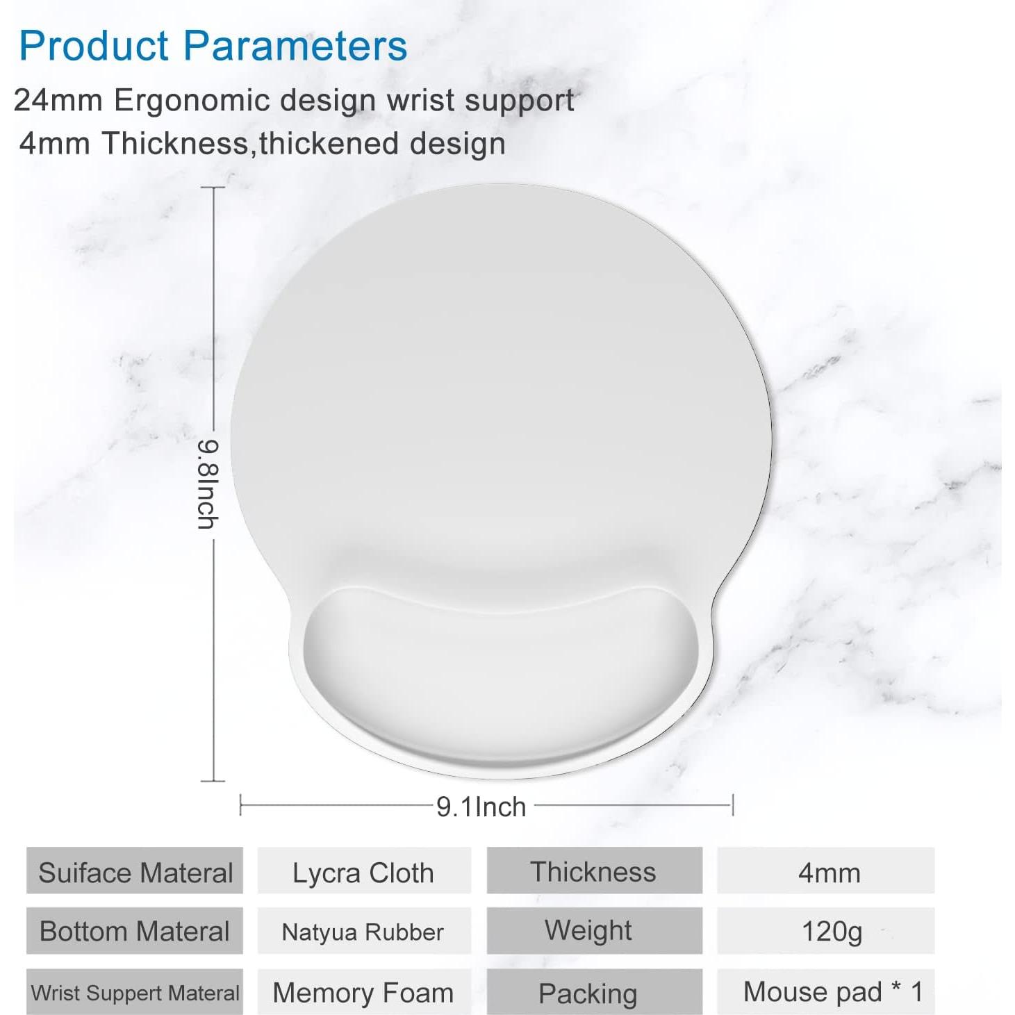 Alfombrilla de Ratón Ergonómica ITNRSIIET - Paquete de 4, Blanca