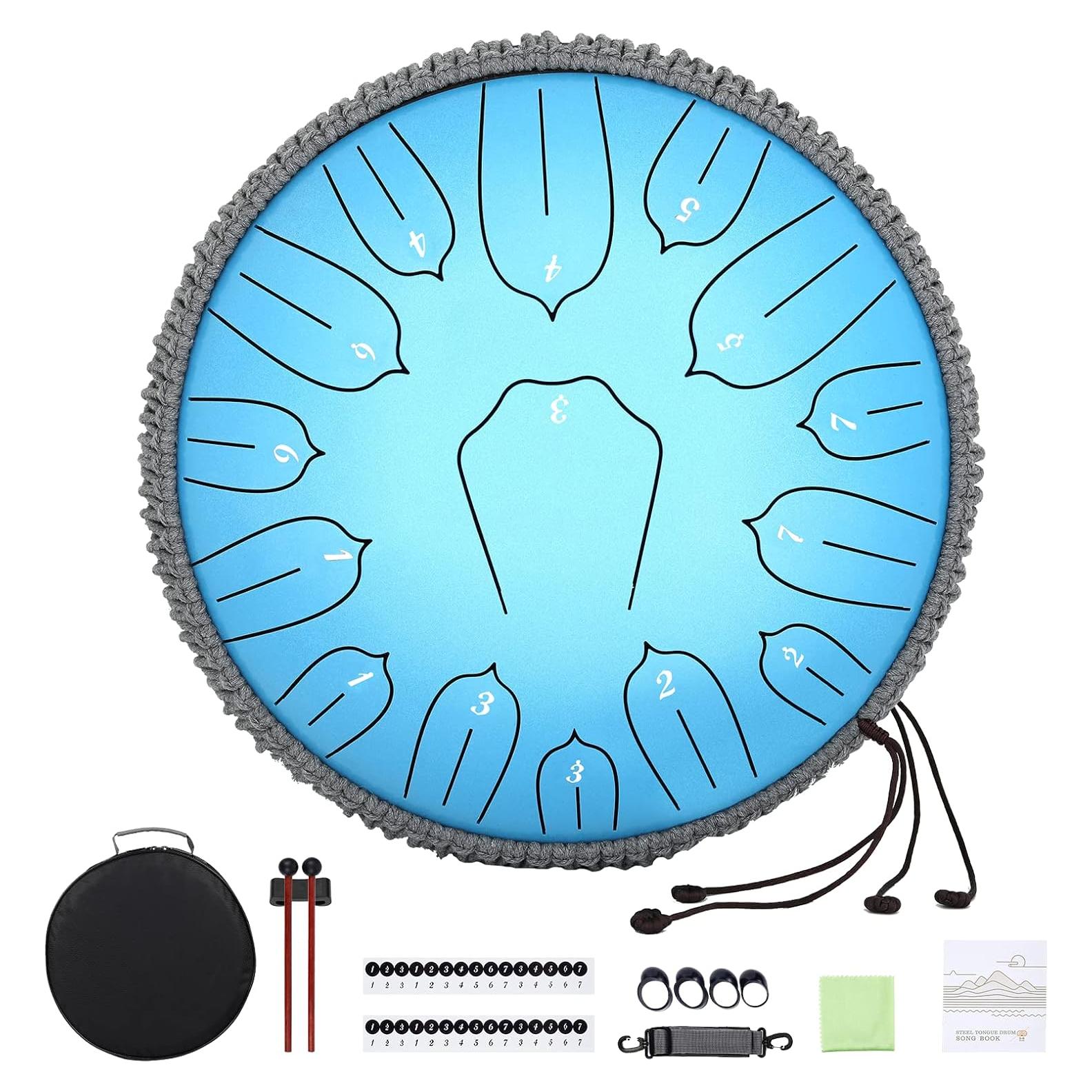 Tambor de Lengua de Acero 30 cm 15 Notas Musfunny Azul