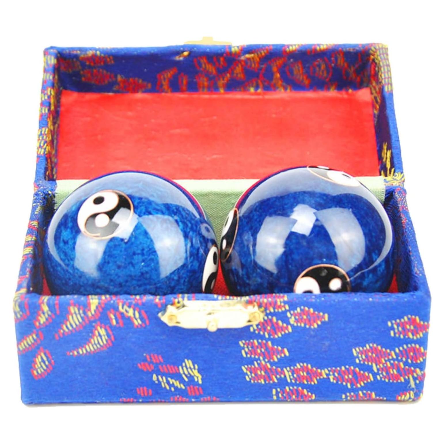 Bolas de Salud Chinas Cloisonné Azul 4.7cm para Alivio de Estrés