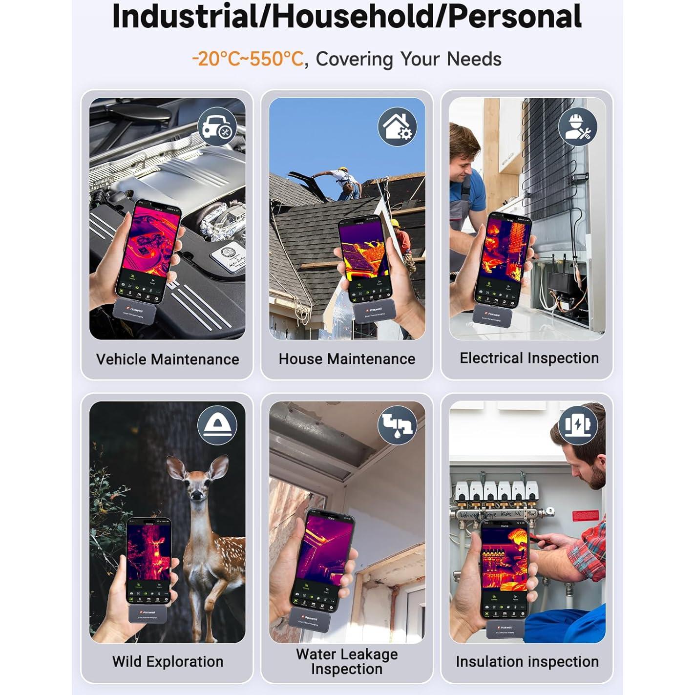 Cámara Térmica FOXWELL RT100 para iPhone y iPad, 256x192