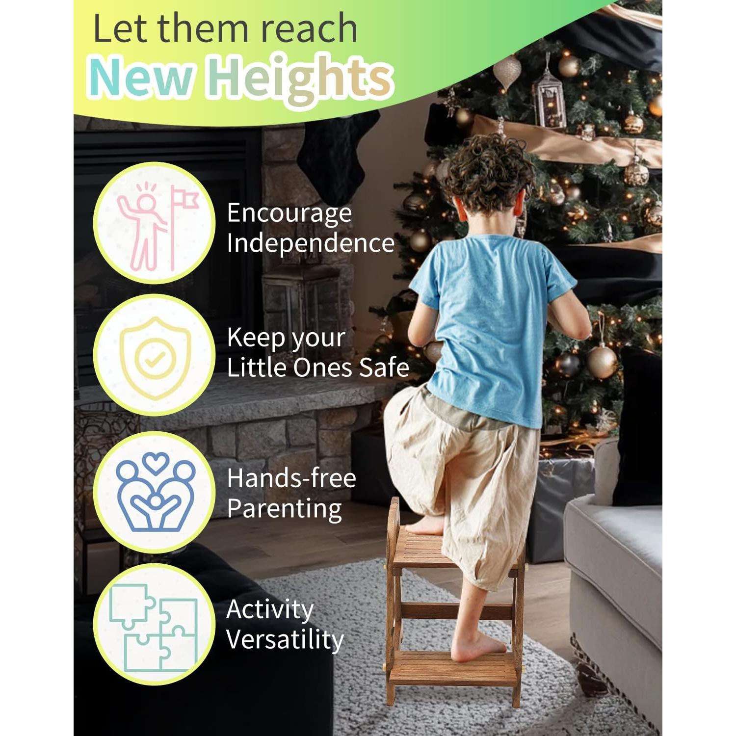 Taburete Ajustable de Madera AIMOADO para Niños y Adultos