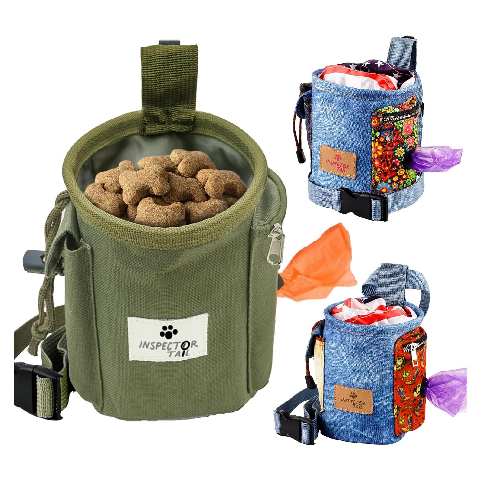 Bolsa de premios para perros Inspector Tail - 2 tazas, 10x10x15.24 cm