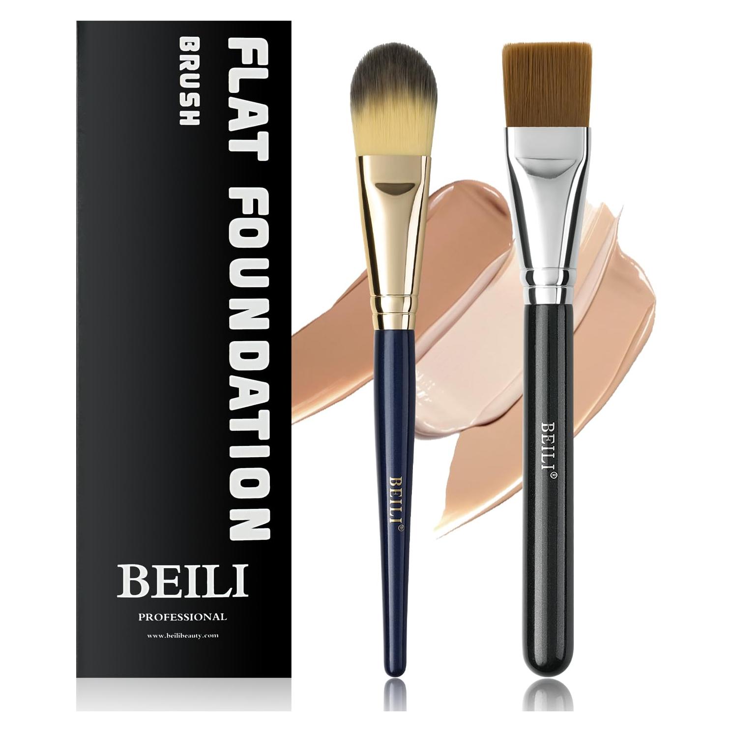 Brochas de Maquillaje BEILI 2 Piezas Sintéticas Planas 16.5 cm