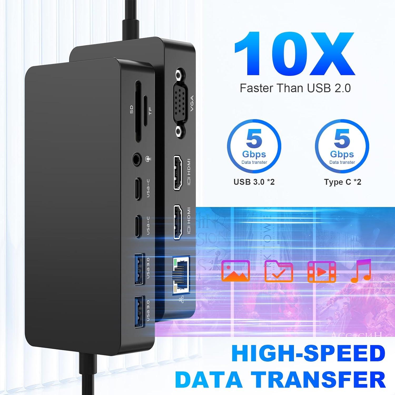 Dock Thunderbolt 4 Microsoft Surface 12 en 1 HDMI VGA 4K