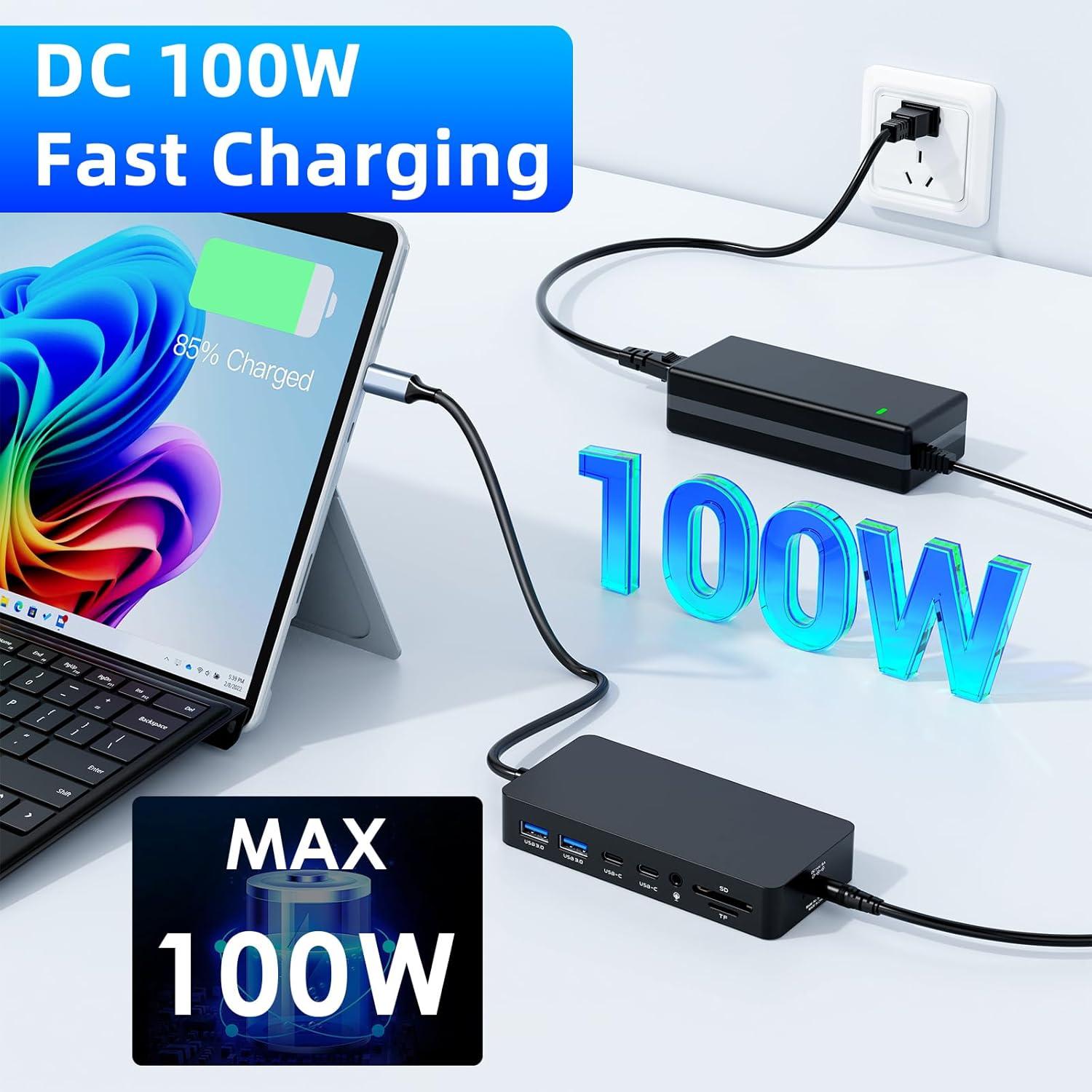 Dock Thunderbolt 4 Microsoft Surface 12 en 1 HDMI VGA 4K