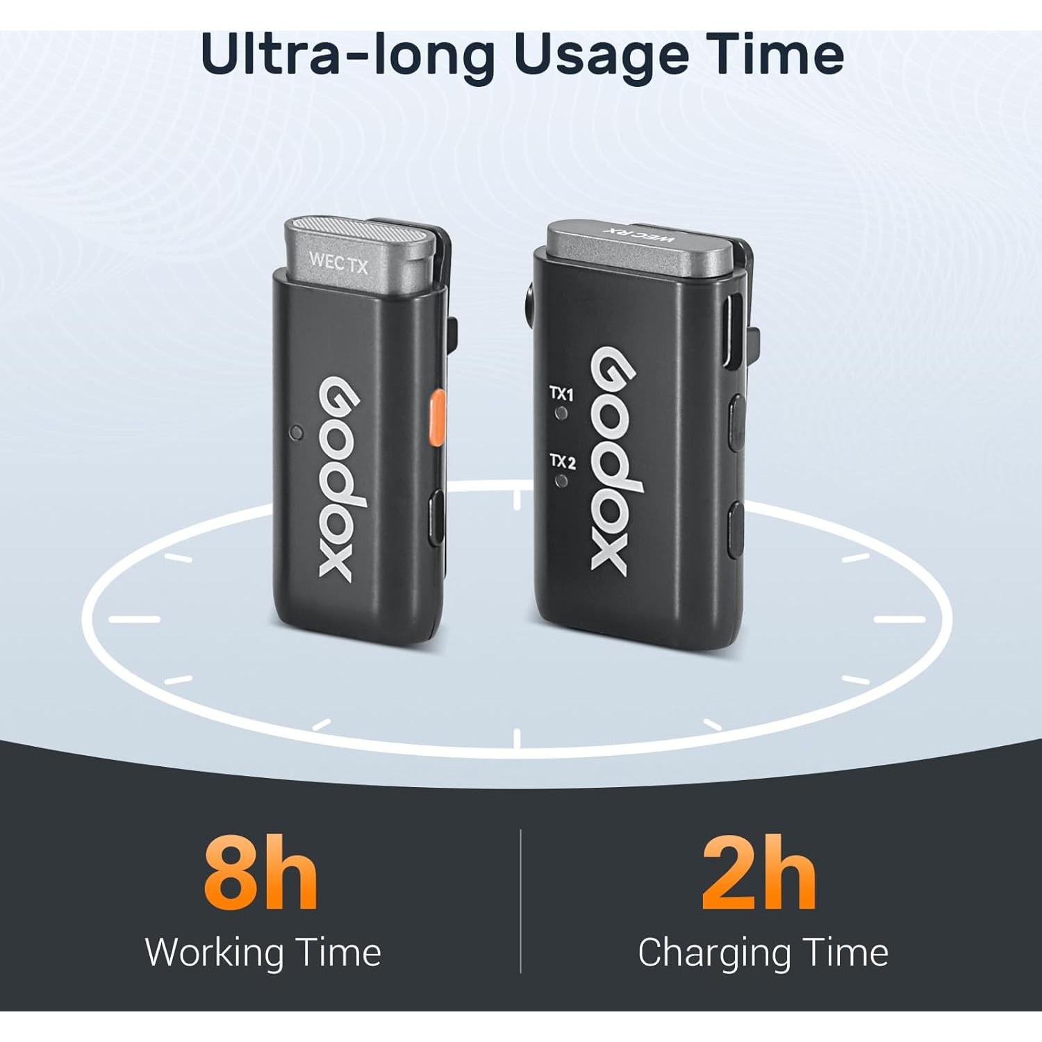 Micrófono Inalámbrico GODOX WEC Kit1 Lavalier 200m 8h Batería
