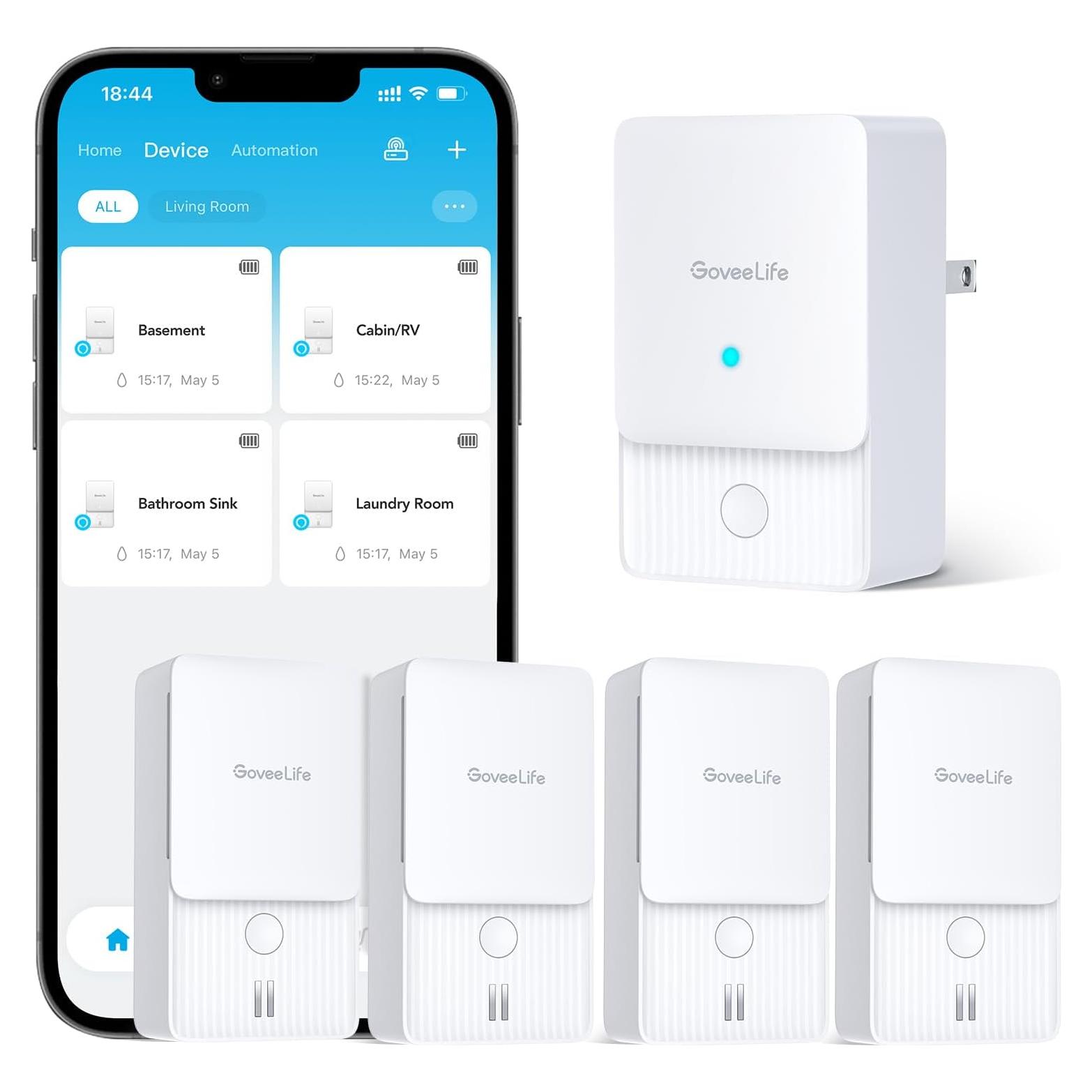 Detector de Fugas de Agua GoveeLife Premium 4 Sensores WiFi