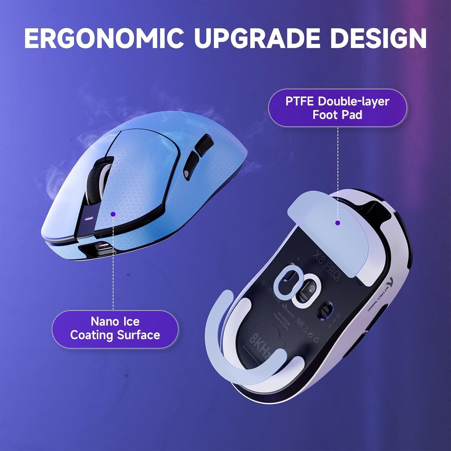 Ratón Gaming Inalámbrico ATTACK SHARK X8 PRO 40K DPI Negro