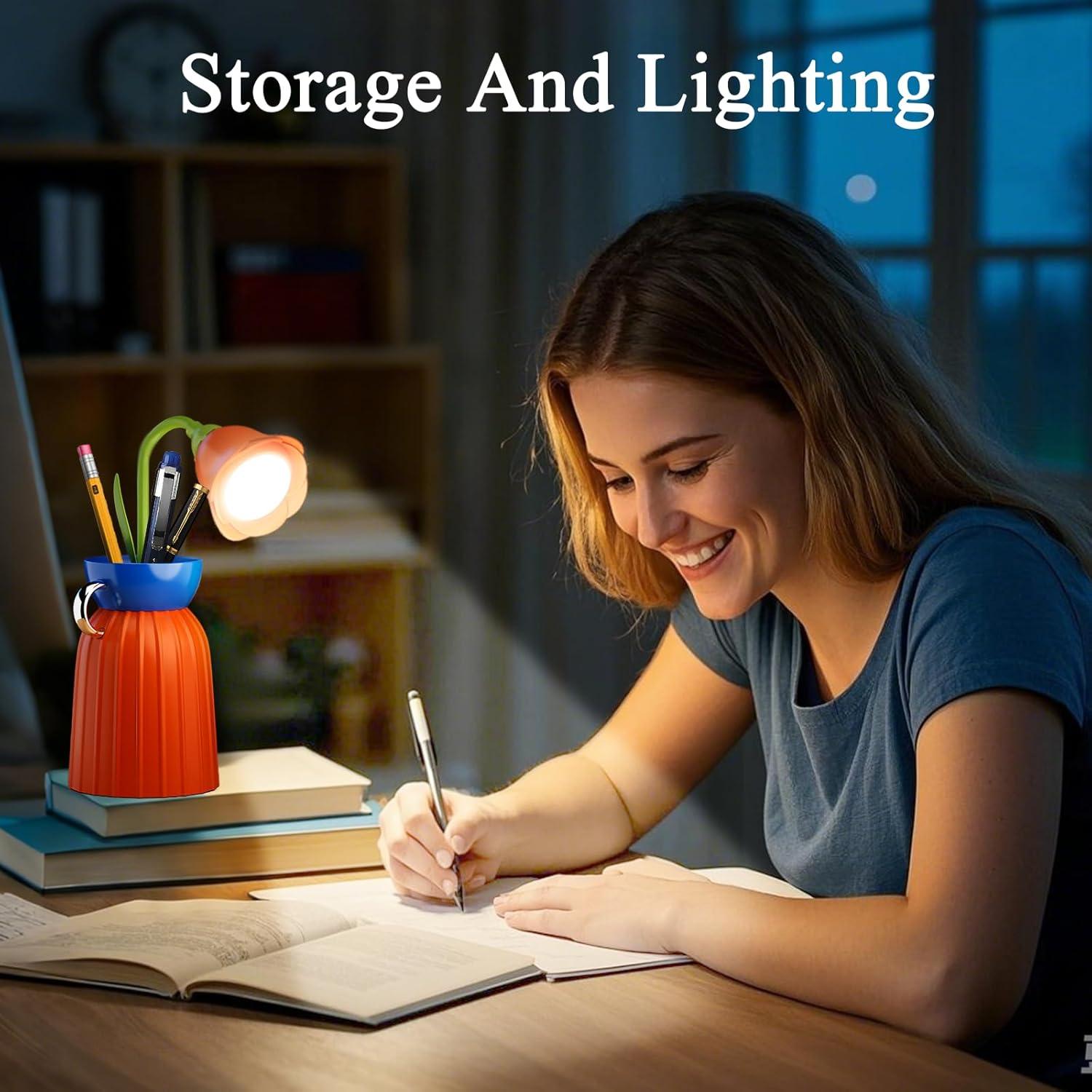 Luz de Libro Recargable Osuke con Jarrón Naranja y 3 Temperaturas