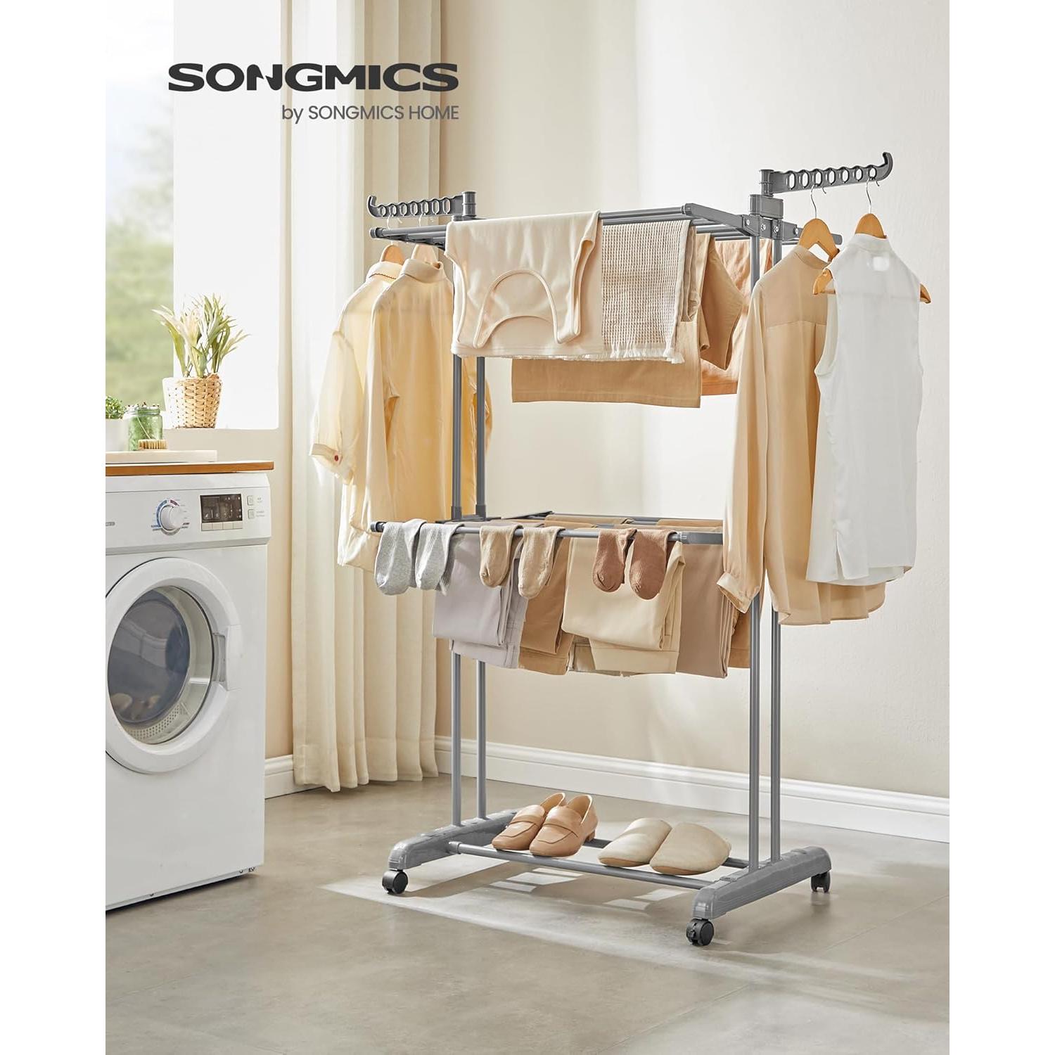 Estante para Secar Ropa SONGMICS 3 Niveles Acero Inoxidable 148 cm