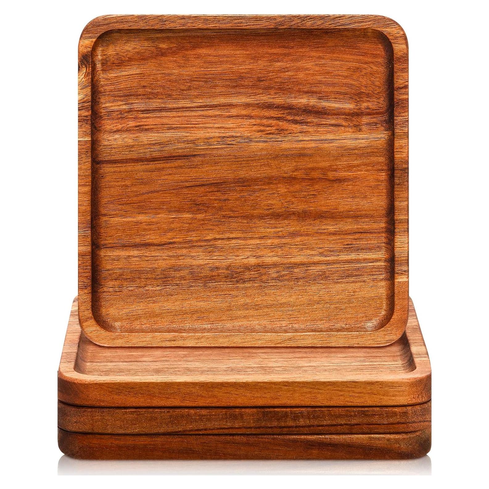 Platos de Madera Cuadrados Roshtia - Set de 4 Piezas 20.32 cm