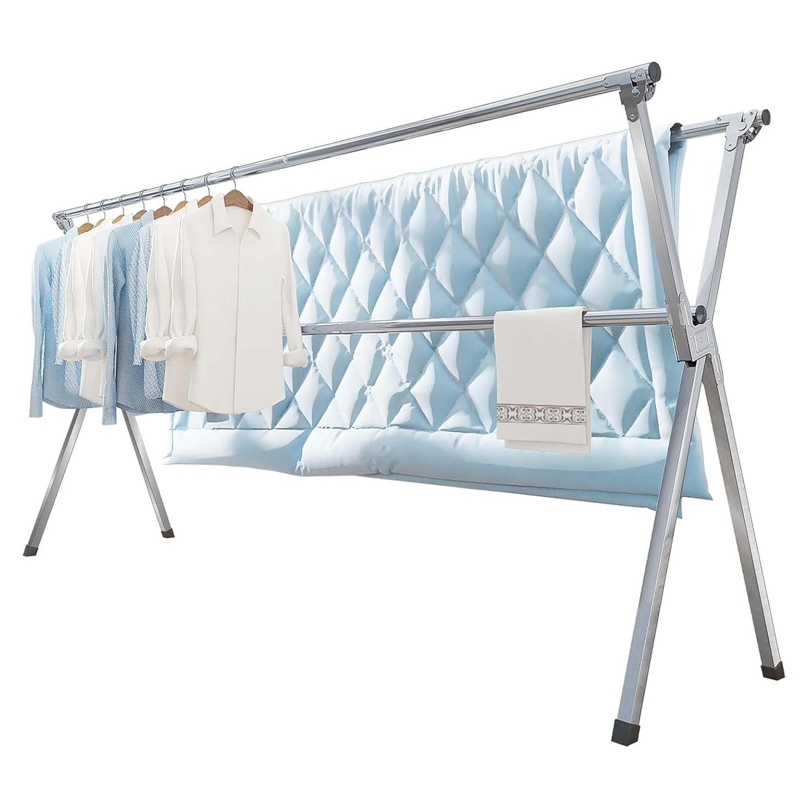 Estante para Secar Ropa VIKAQI Plegable Acero Inoxidable 200.7 cm