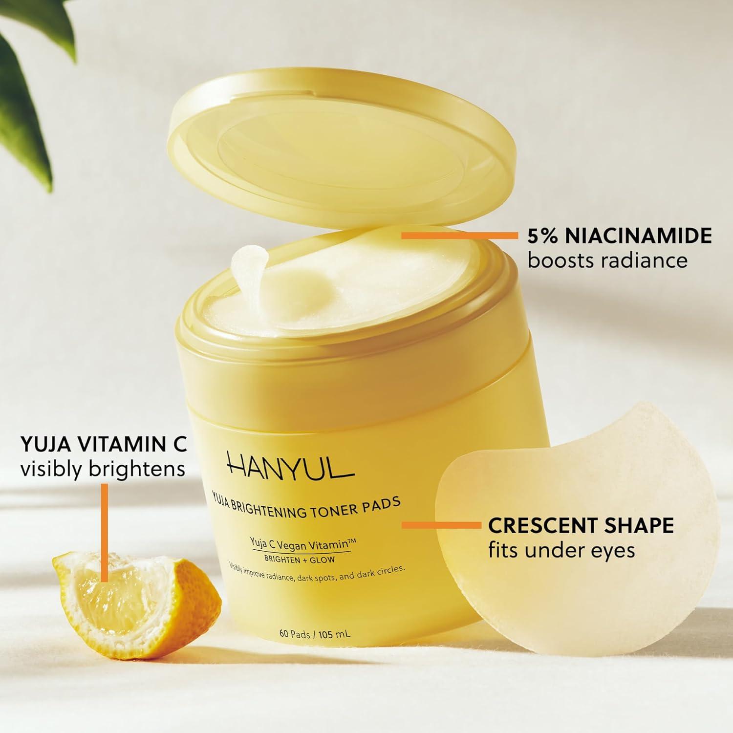 HANYUL Yuja Toner Pads 60 Hojas con Vitamina C y Niacinamida