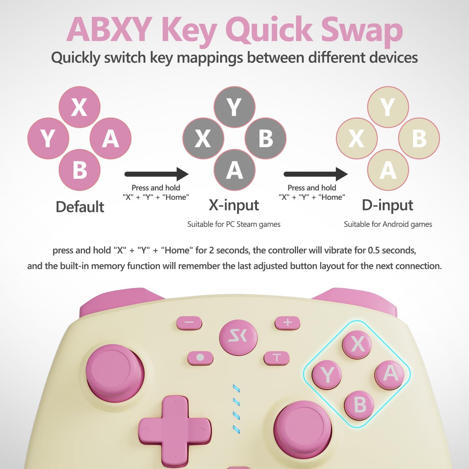 Controlador Inalámbrico CHENGDAO para Switch y PC Amarillo