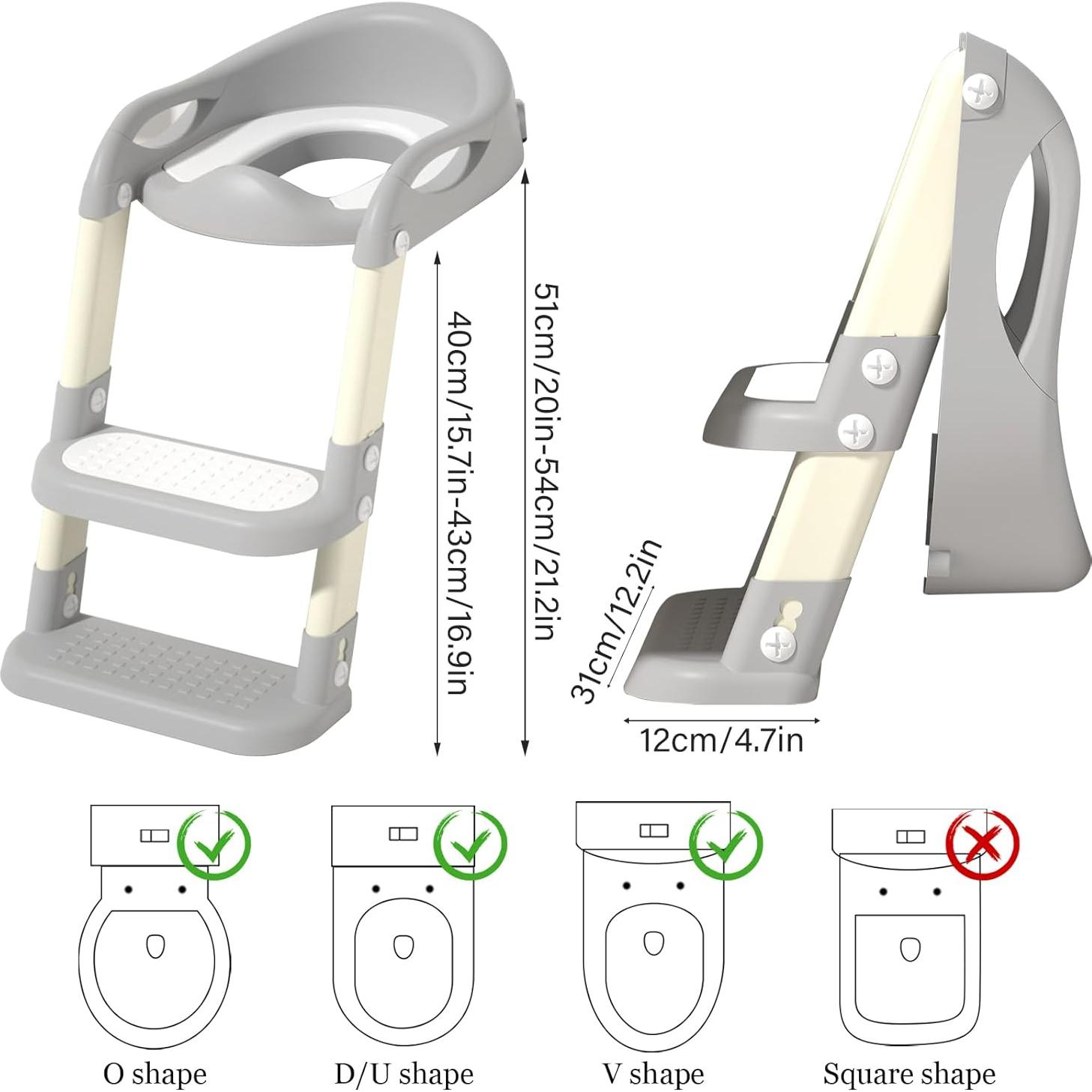 Asiento de Entrenamiento para Baño Kimitimi Gris Plegable Antideslizante