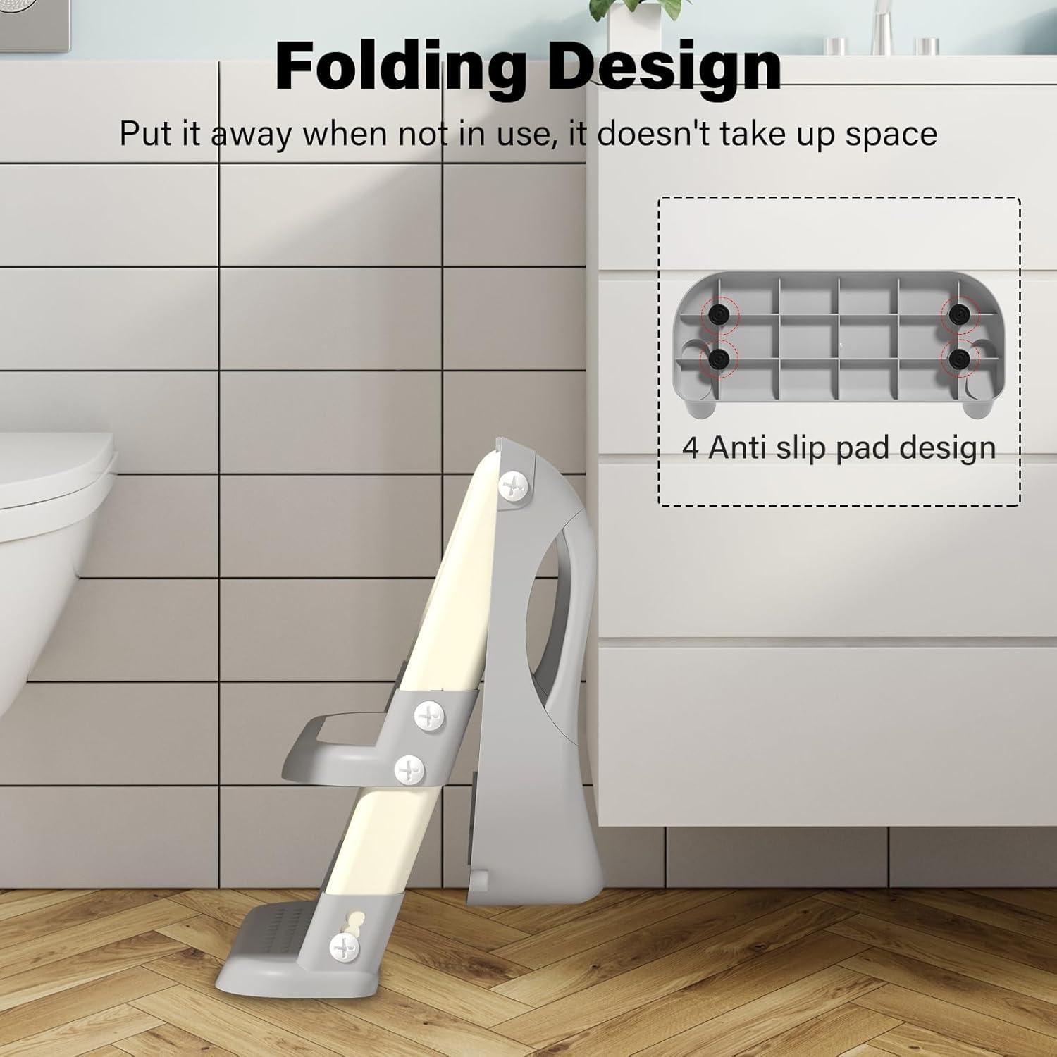 Asiento de Entrenamiento para Baño Kimitimi Gris Plegable Antideslizante