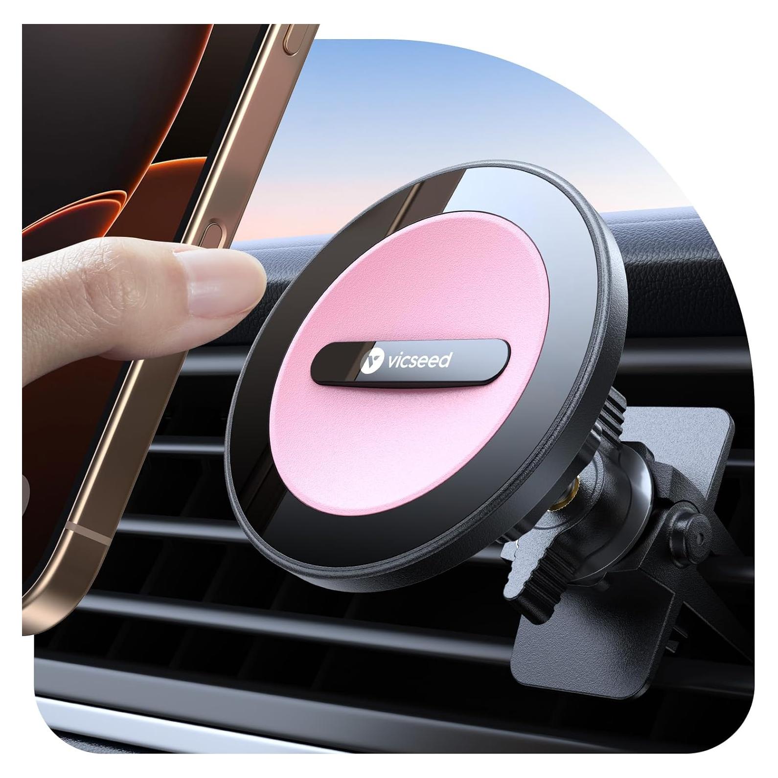 Soporte de Coche Magnético VICSEED MagSafe Rosa 360° Ajustable