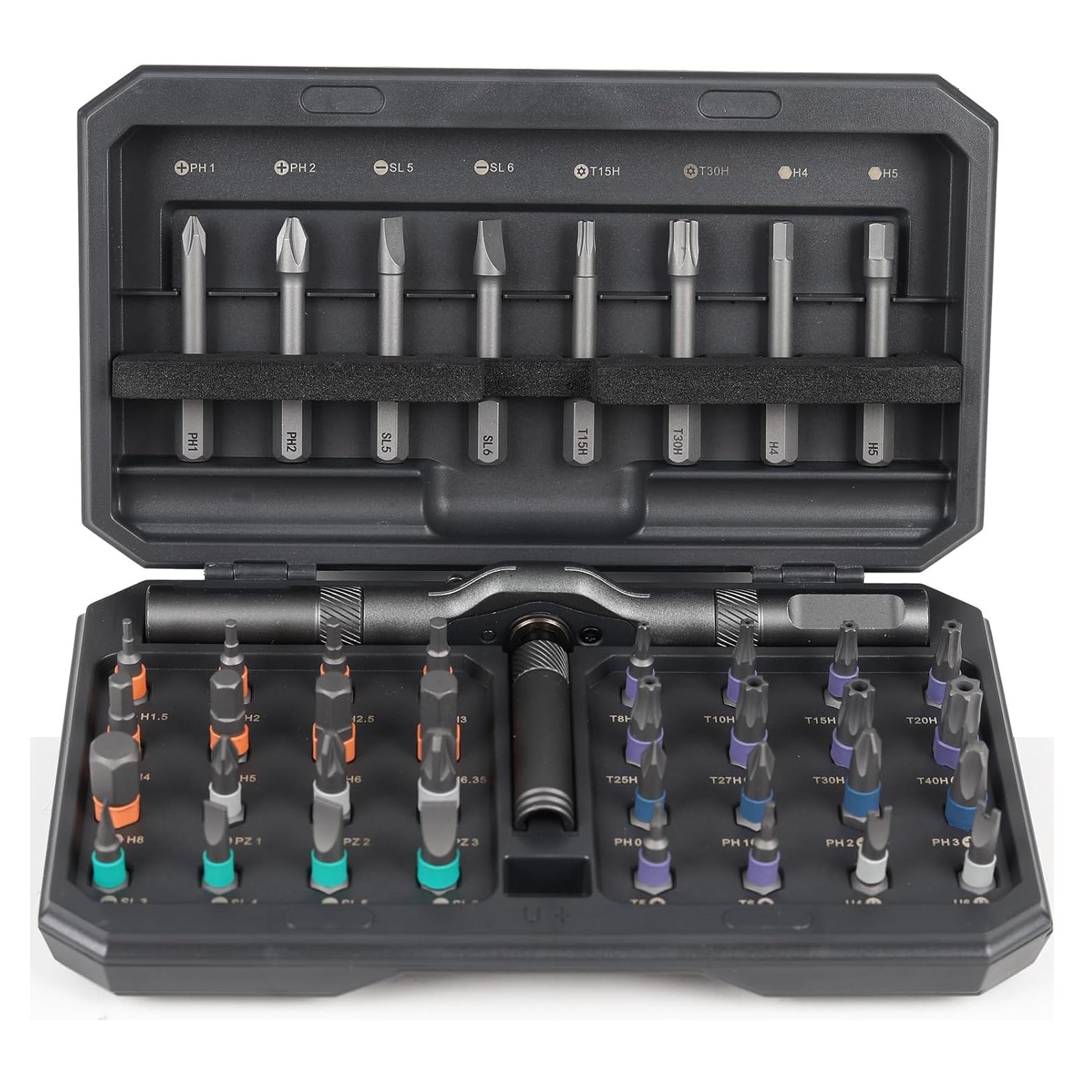 Juego de Destornilladores Trinquete Magnético 42 en 1 Arcomin