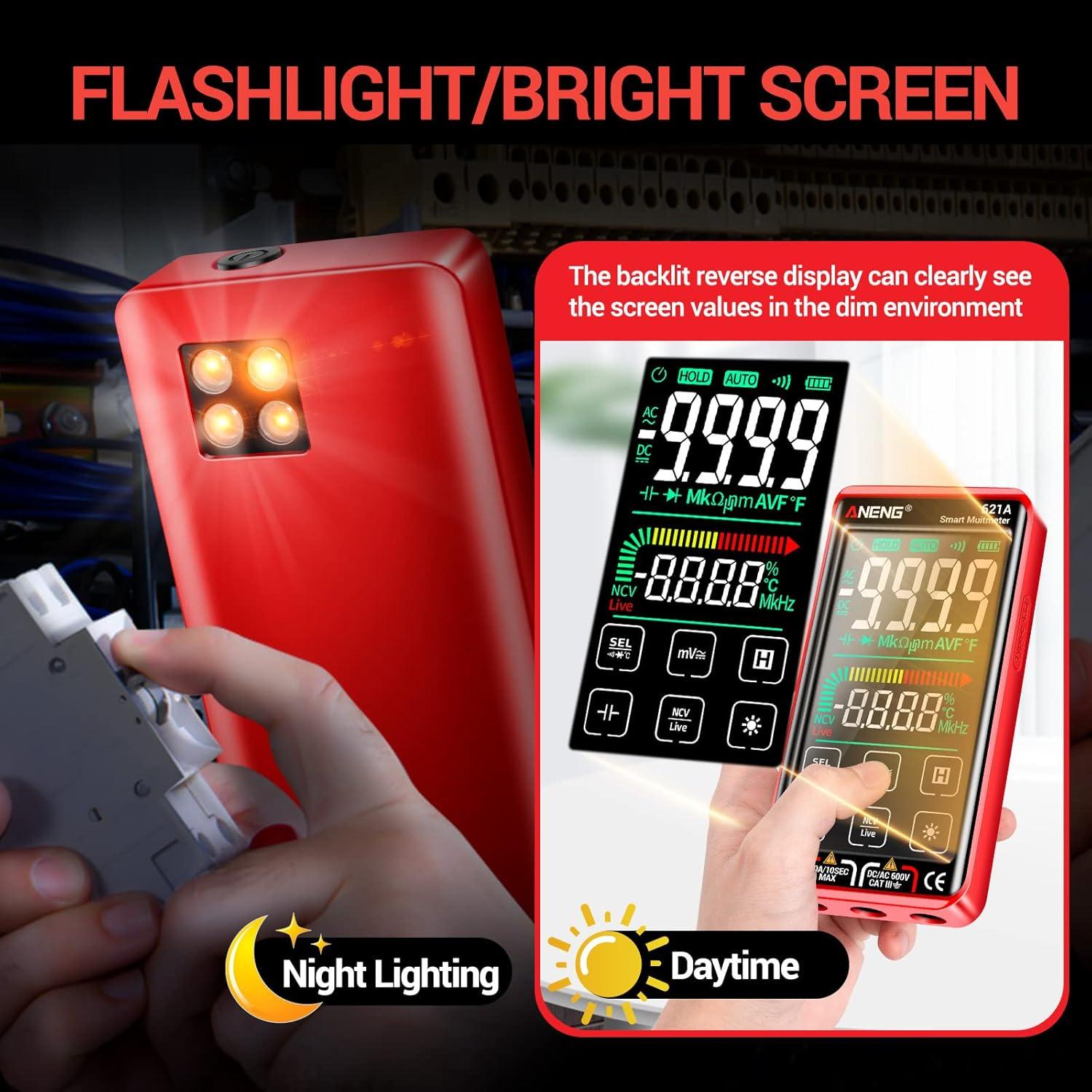 Multímetro Digital ANENG 621A Táctil 9999 Cuentas Recargable