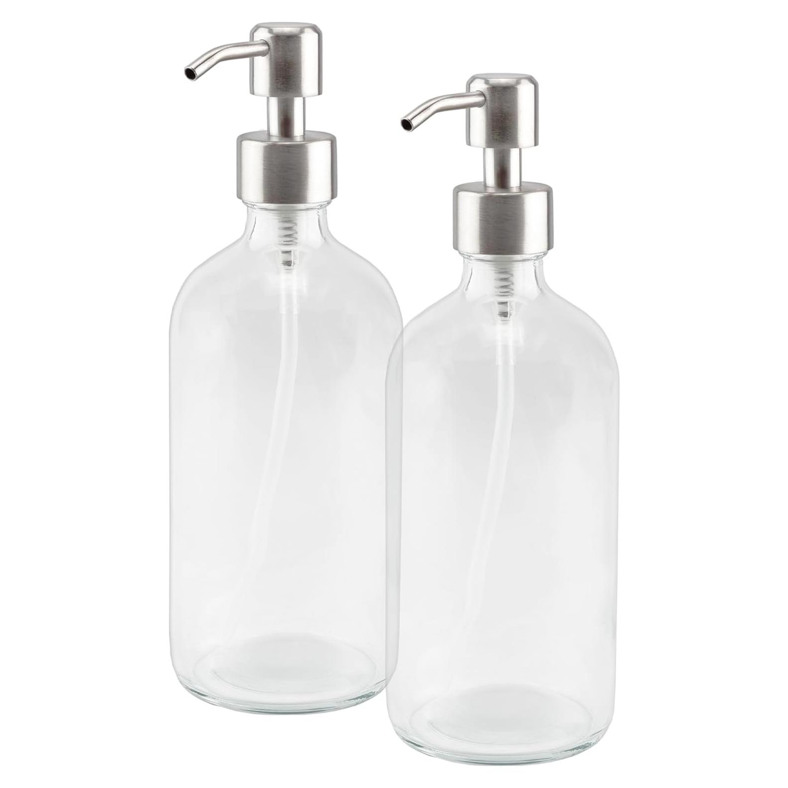 Botellas de Vidrio 16 oz Cornucopia Brands con Bomba Acero Inoxidable - Paquete de 2