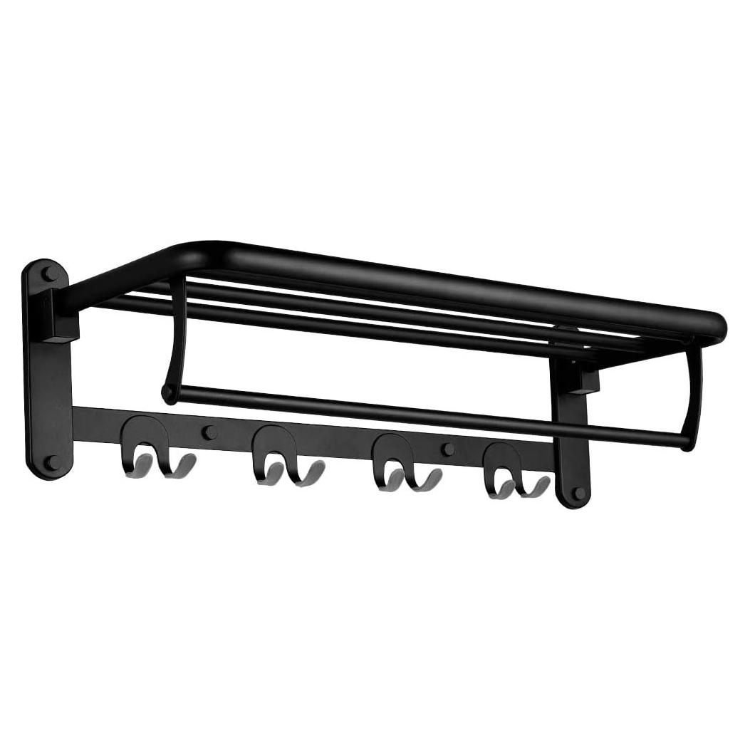 Soporte de Toallas Plegable HOONEX Acero Inoxidable 61 cm Negro
