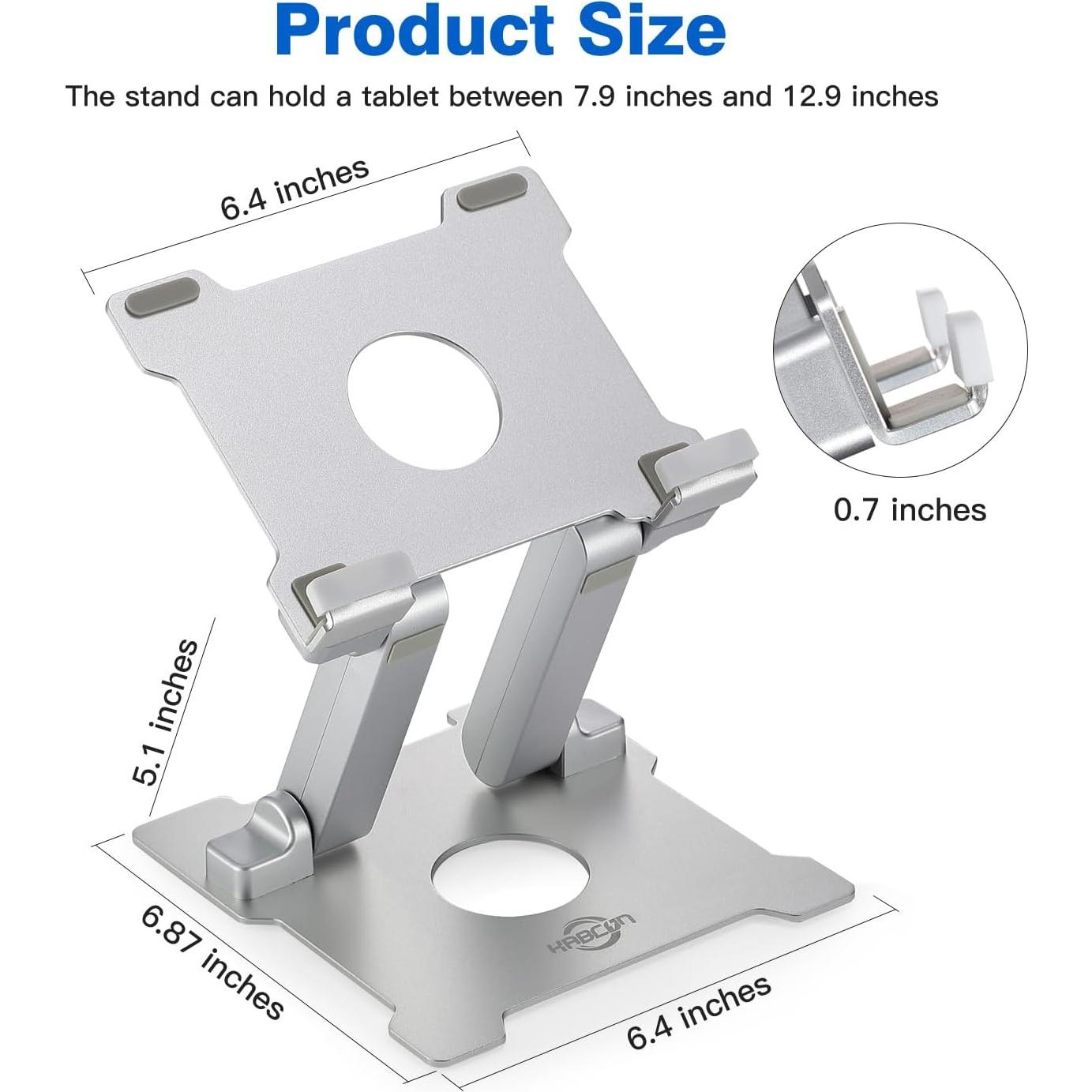 Soporte de Tableta KABCON Ajustable y Plegable Aluminio Plata