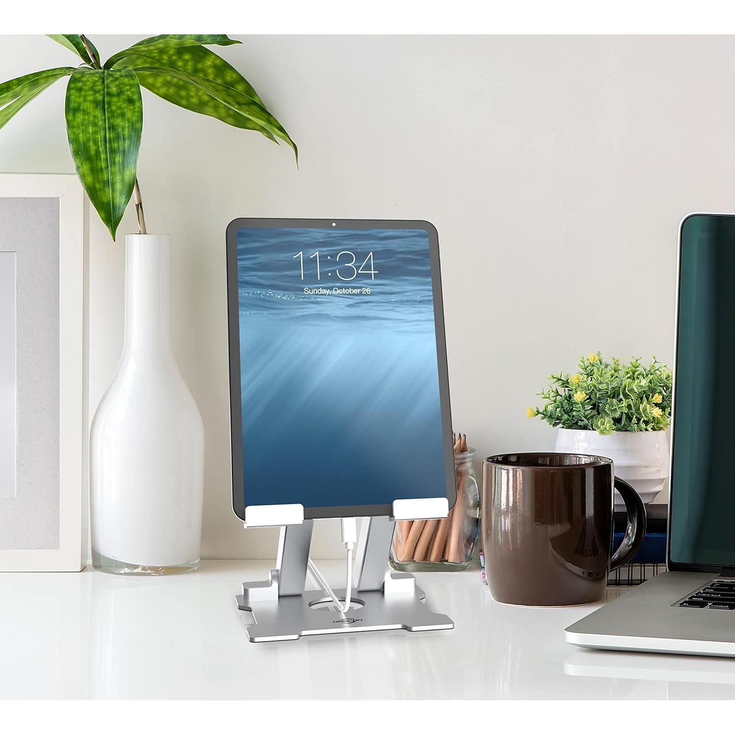 Soporte de Tableta KABCON Ajustable y Plegable Aluminio Plata