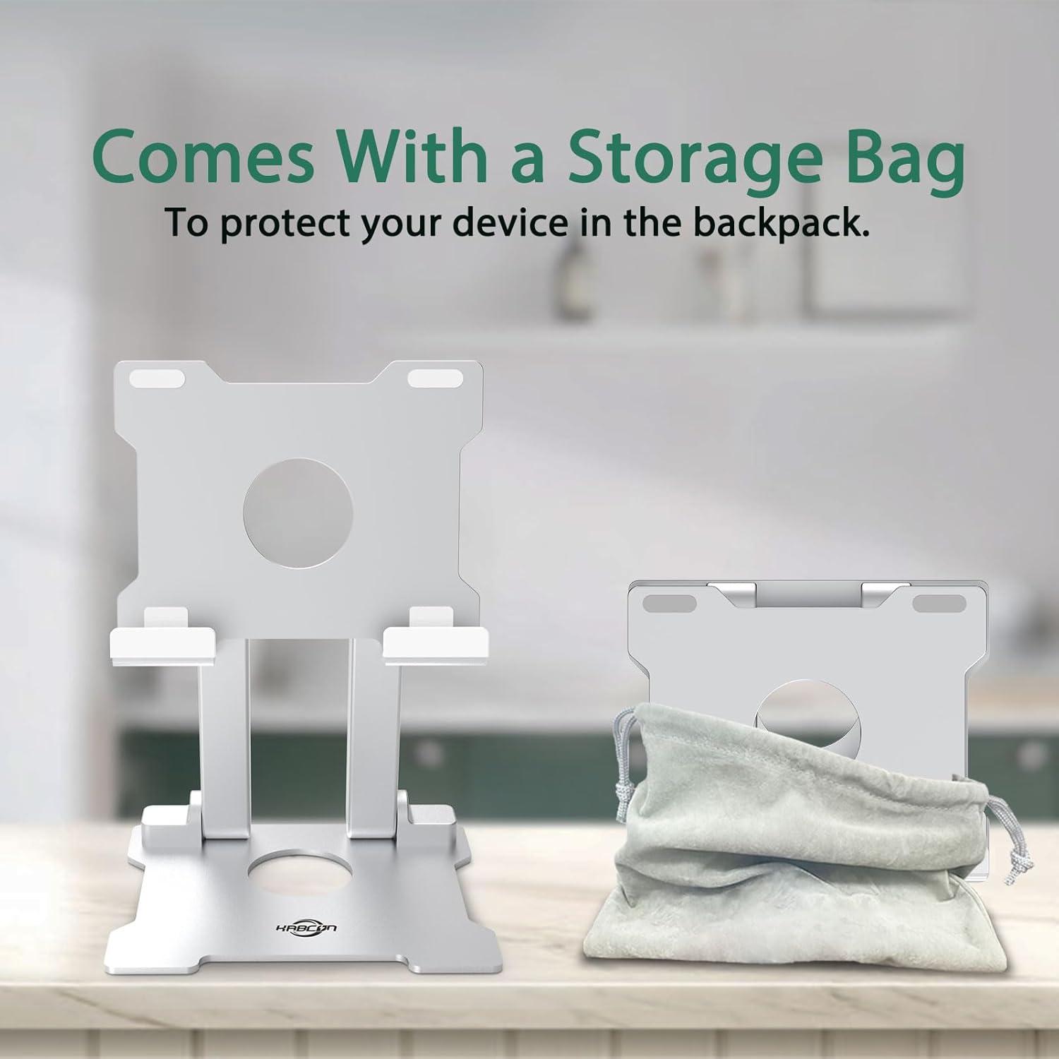 Soporte de Tableta KABCON Ajustable y Plegable Aluminio Plata