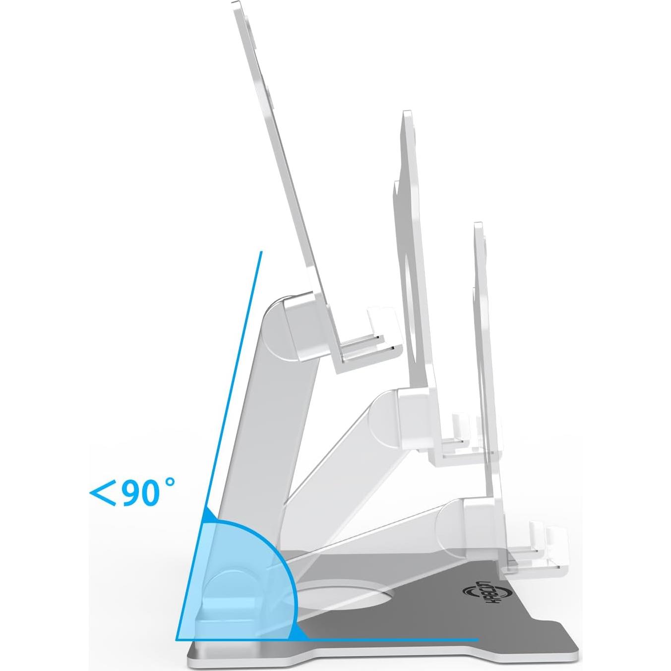 Soporte de Tableta KABCON Ajustable y Plegable Aluminio Plata
