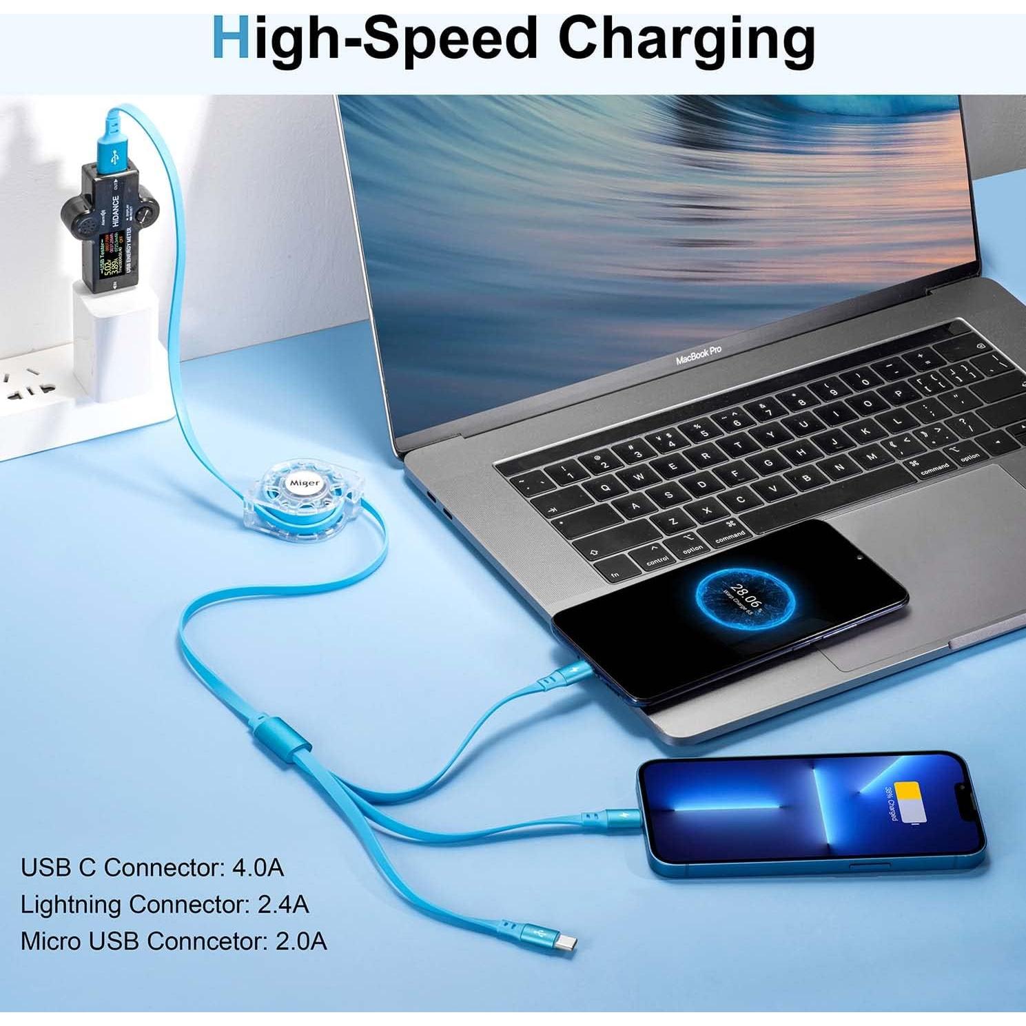 Cable de Carga Rápida Multi USB 3 en 1 Miger 1.2m 2Pack