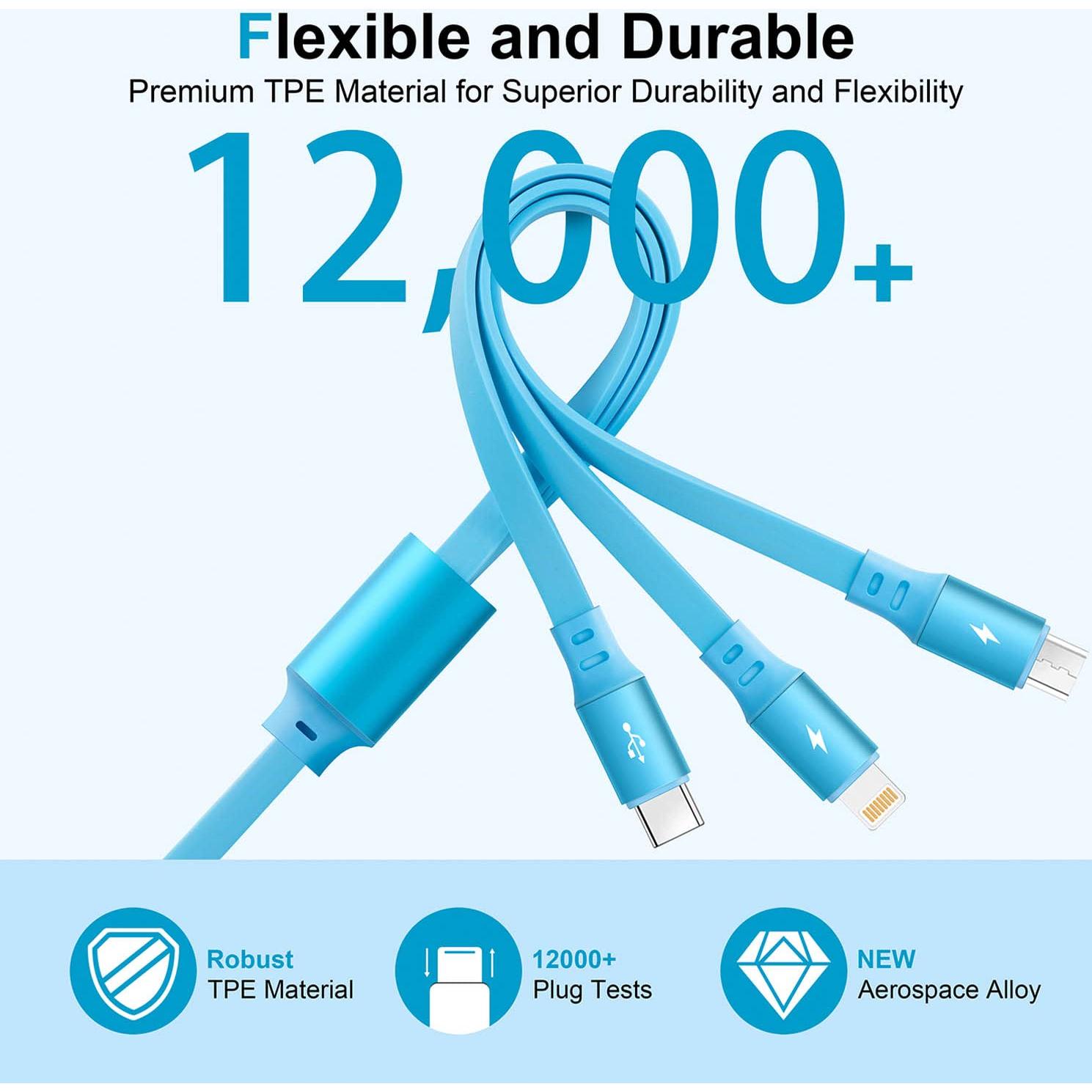 Cable de Carga Rápida Multi USB 3 en 1 Miger 1.2m 2Pack