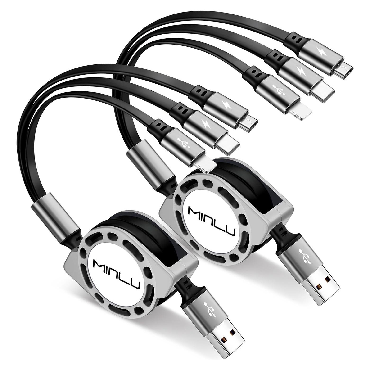 Cable de Carga Múltiple Retráctil 3 en 1 Minlu 1.2m 3A