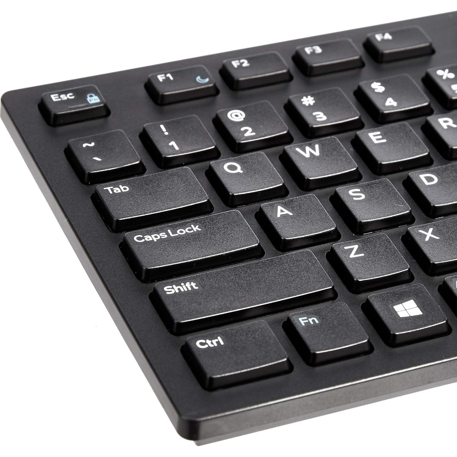 Teclado QWERTY con cable Amazon Basics, tamaño completo, negro