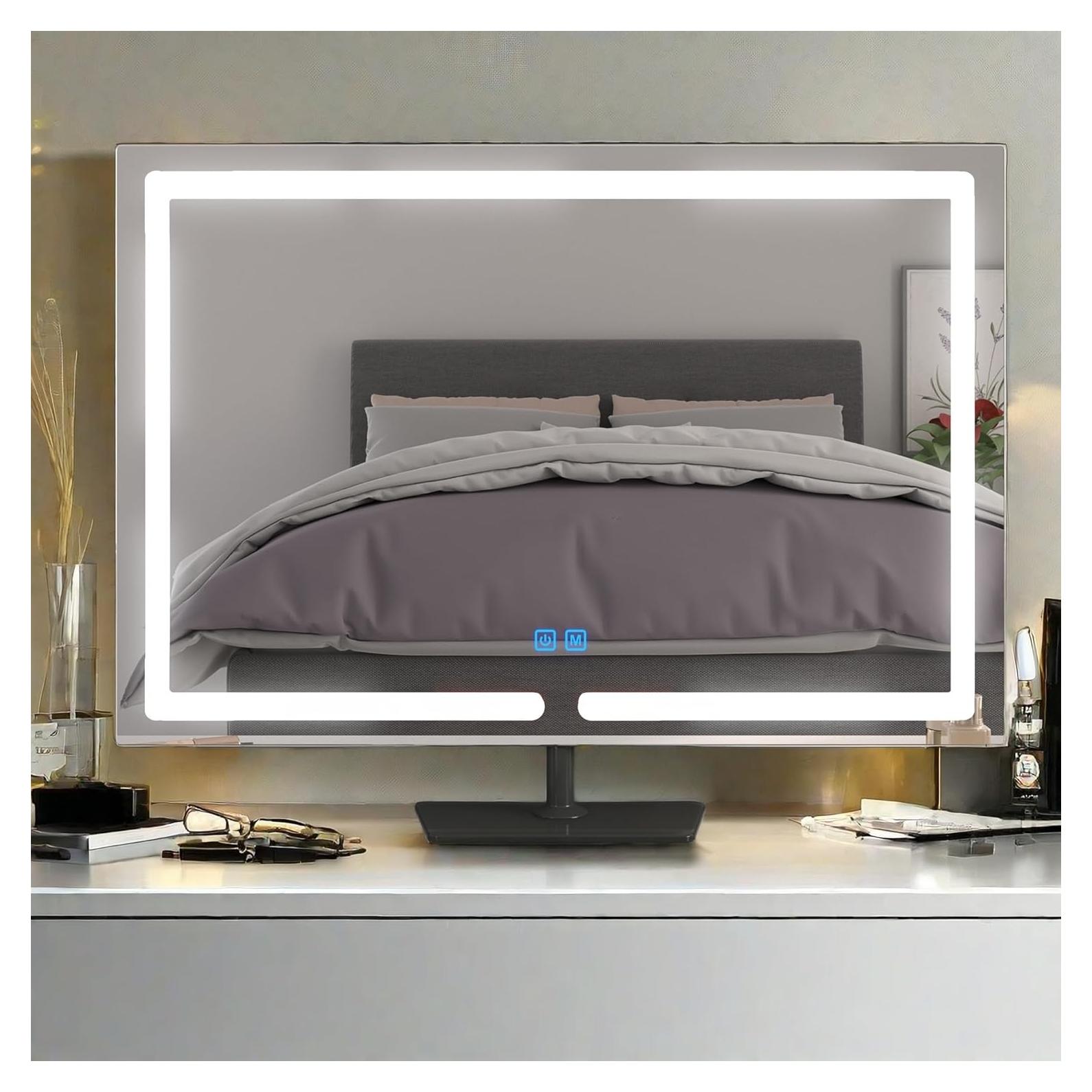 Espejo de tocador iluminado Genérico 45x59 cm bronce LED