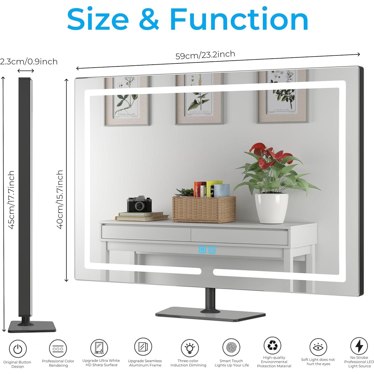 Espejo de tocador iluminado Genérico 45x59 cm bronce LED