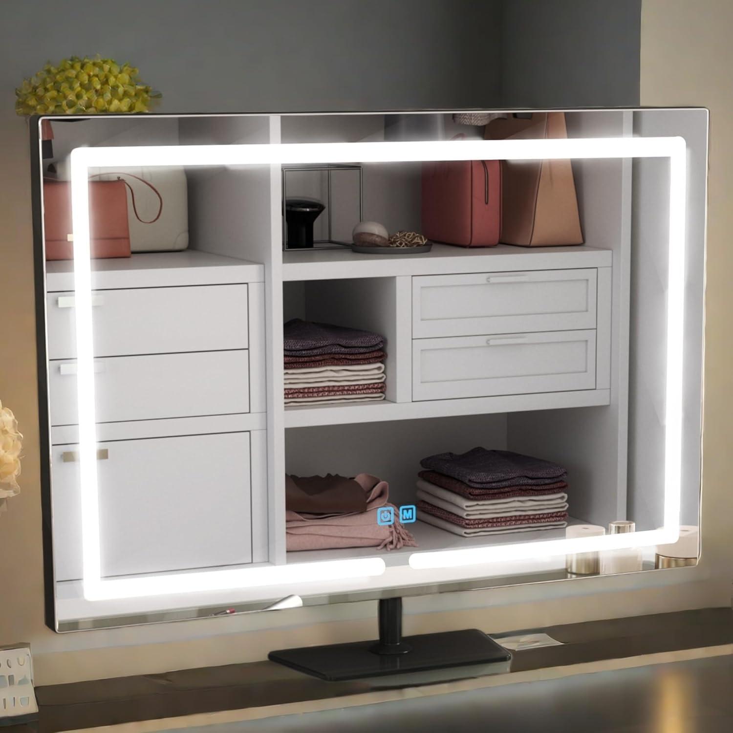 Espejo de tocador iluminado Genérico 45x59 cm bronce LED