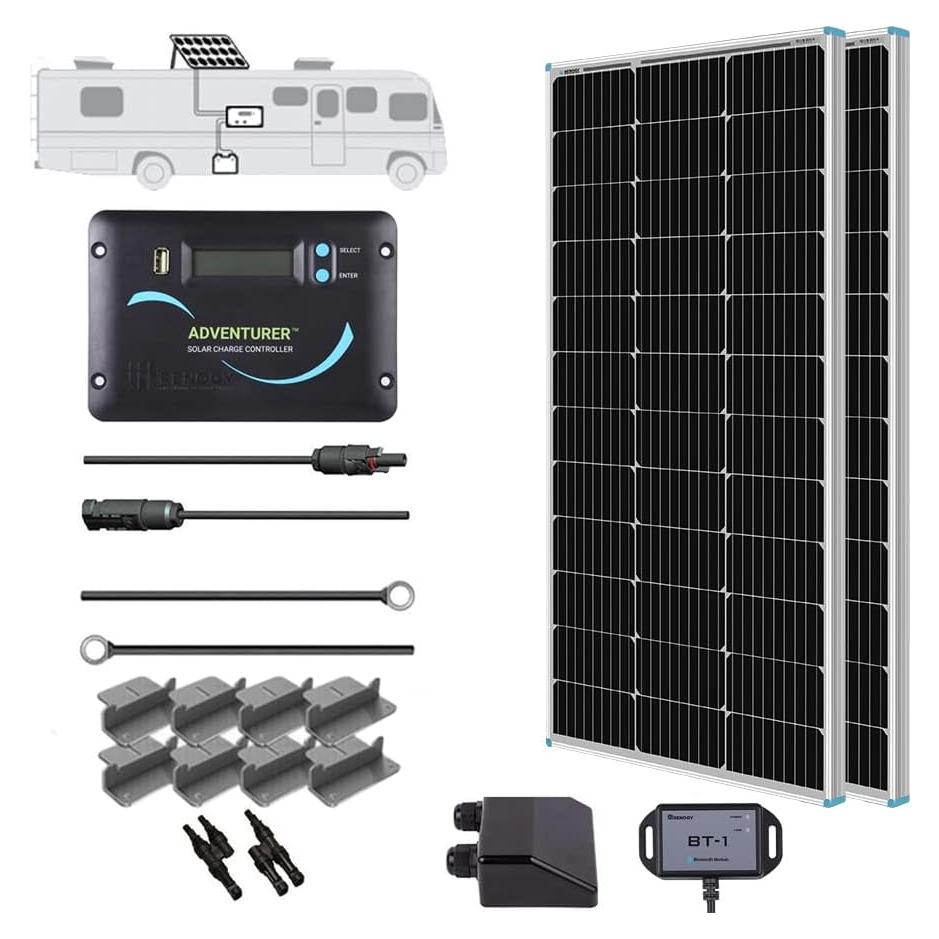 Kit Solar Renogy 200W 12V con Controlador 30A y Soportes