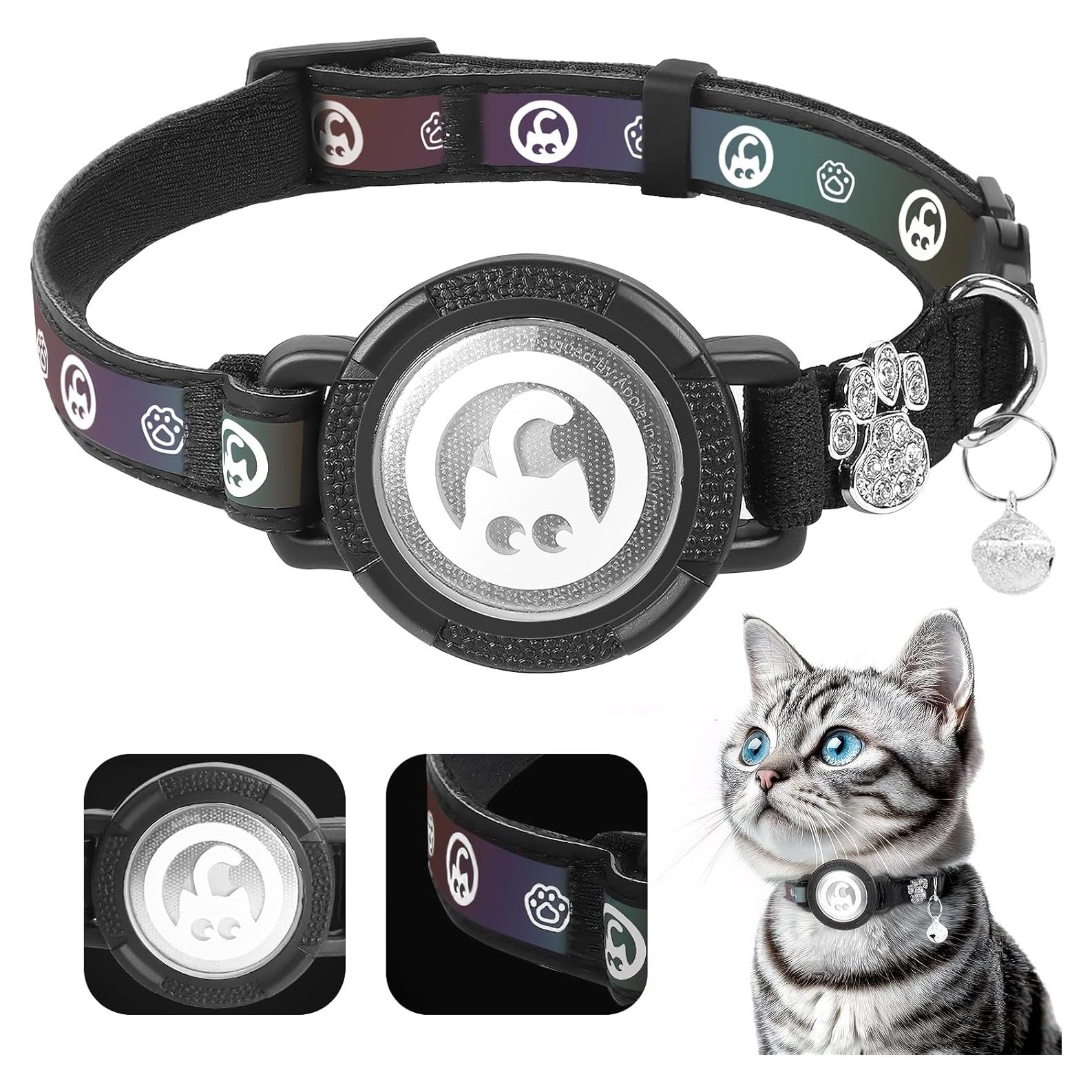 Collar para Gato Airtag Palamede Negro XS 19-23 cm Impermeable