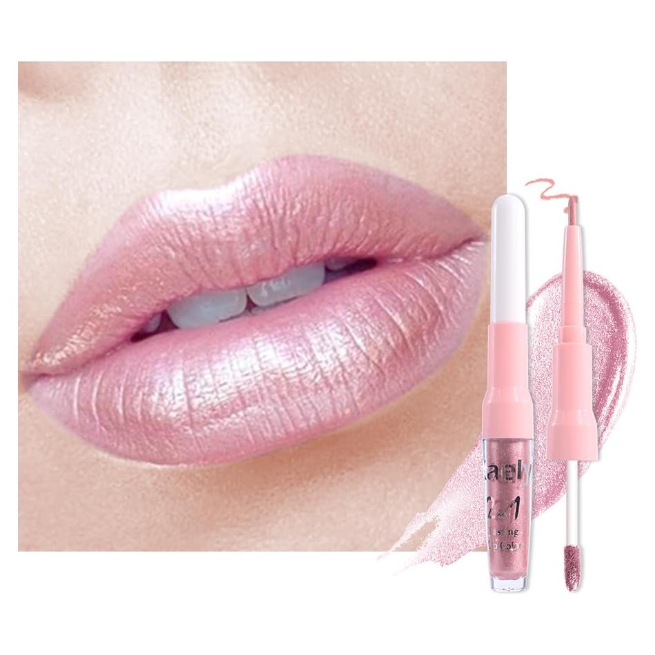 Set de Maquillaje Labial evpct 2 en 1 Rosa Claro y Violeta