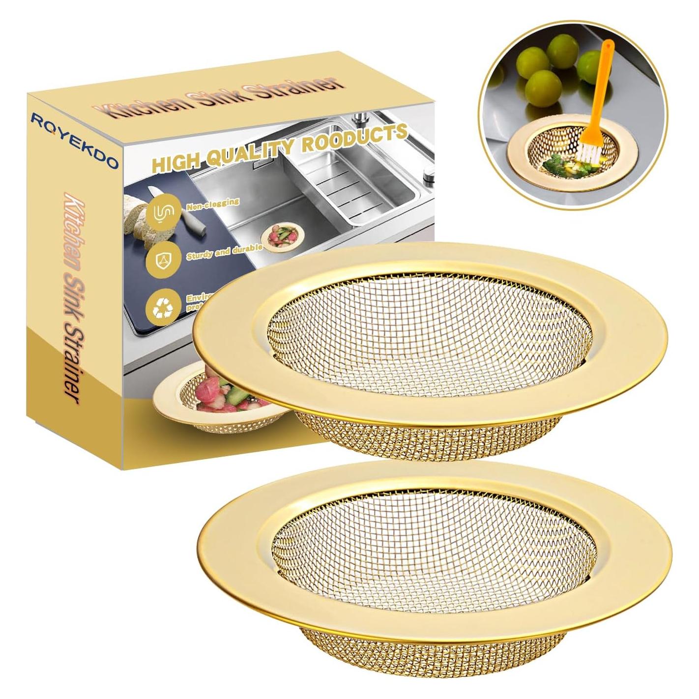 Colador de Fregadero RQYEKDO Acero Inoxidable 11.1 cm Oro