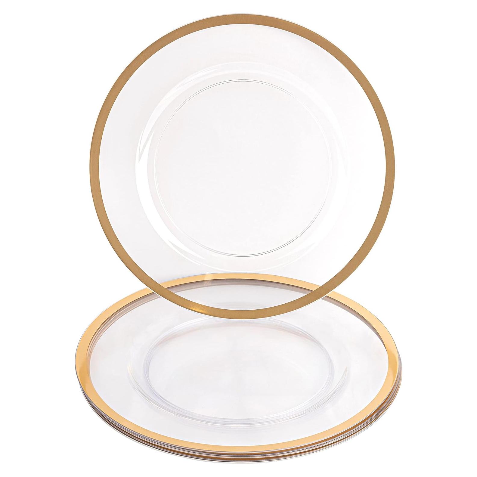 Platos Cargadores de Fiesta 33 cm Dorados - 4 Unidades Desechables