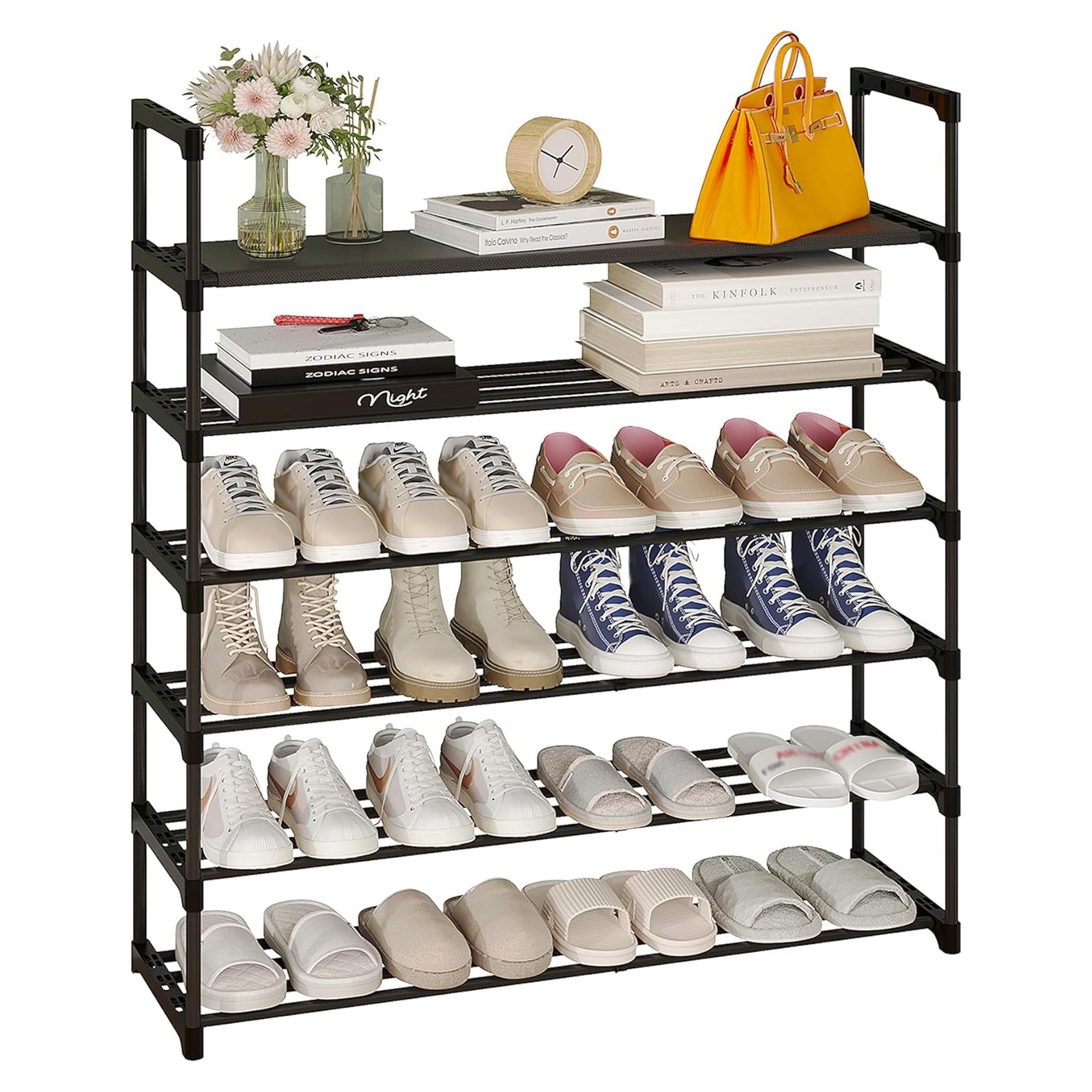 Estante para Zapatos Calmootey 6 Niveles Organizador Negro