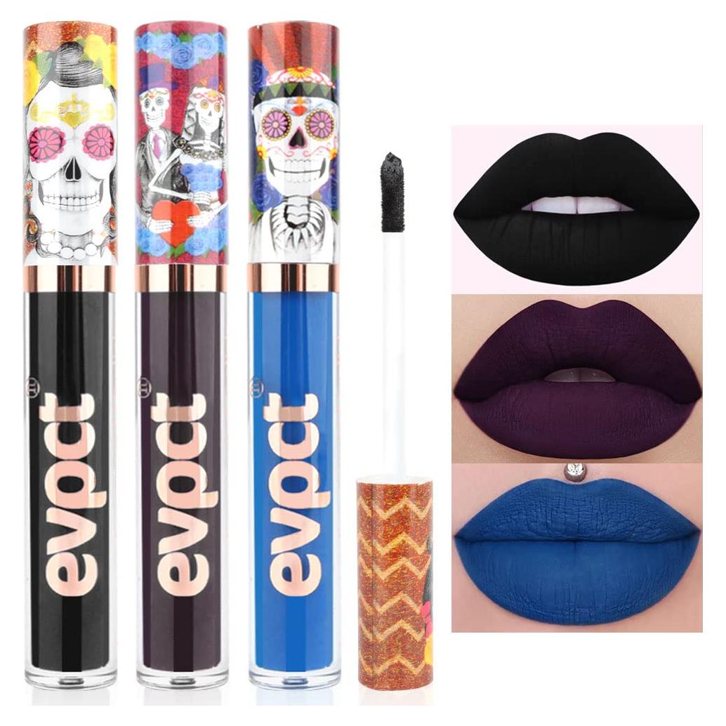 Set de 3 Labiales Mate Líquidos evpct - Negro, Azul y Púrpura