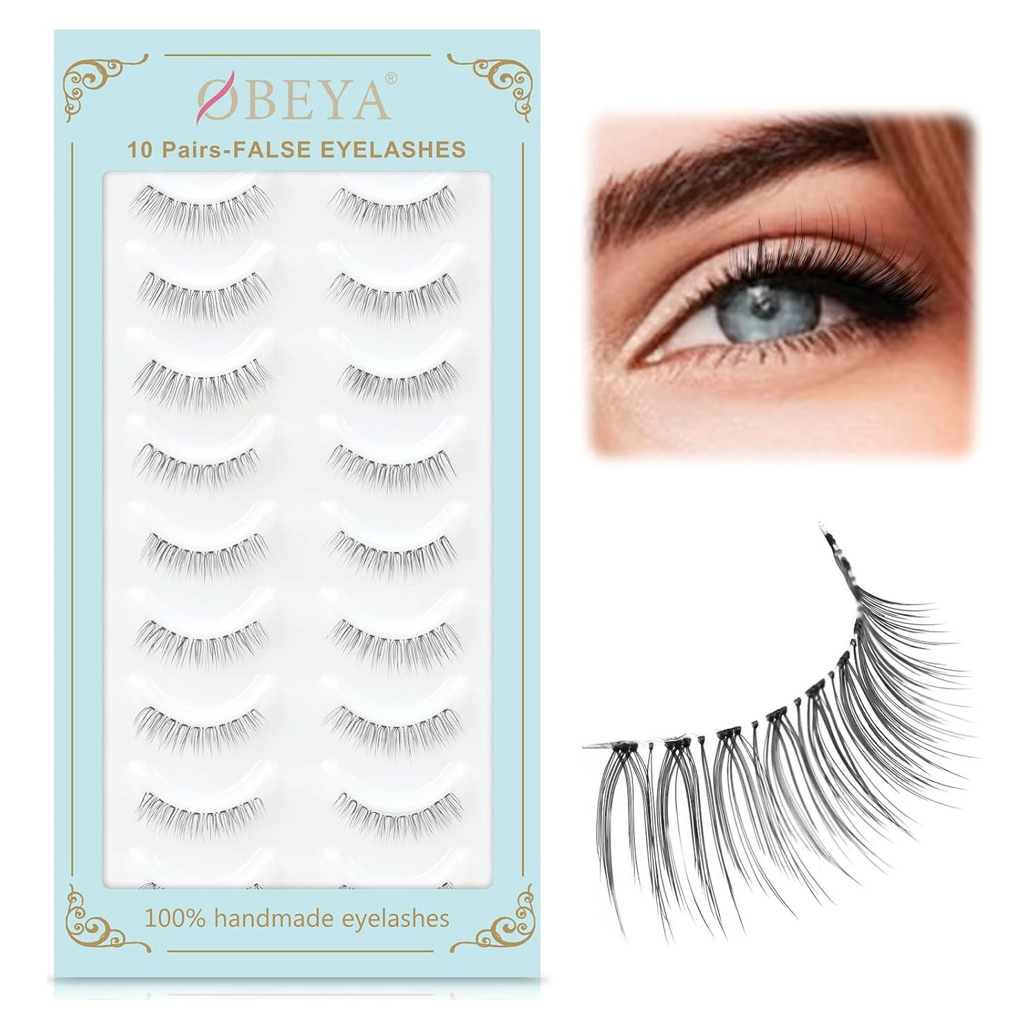 Pestañas Postizas Suaves Obeyalash 10 Pares 3D Banda Transparente