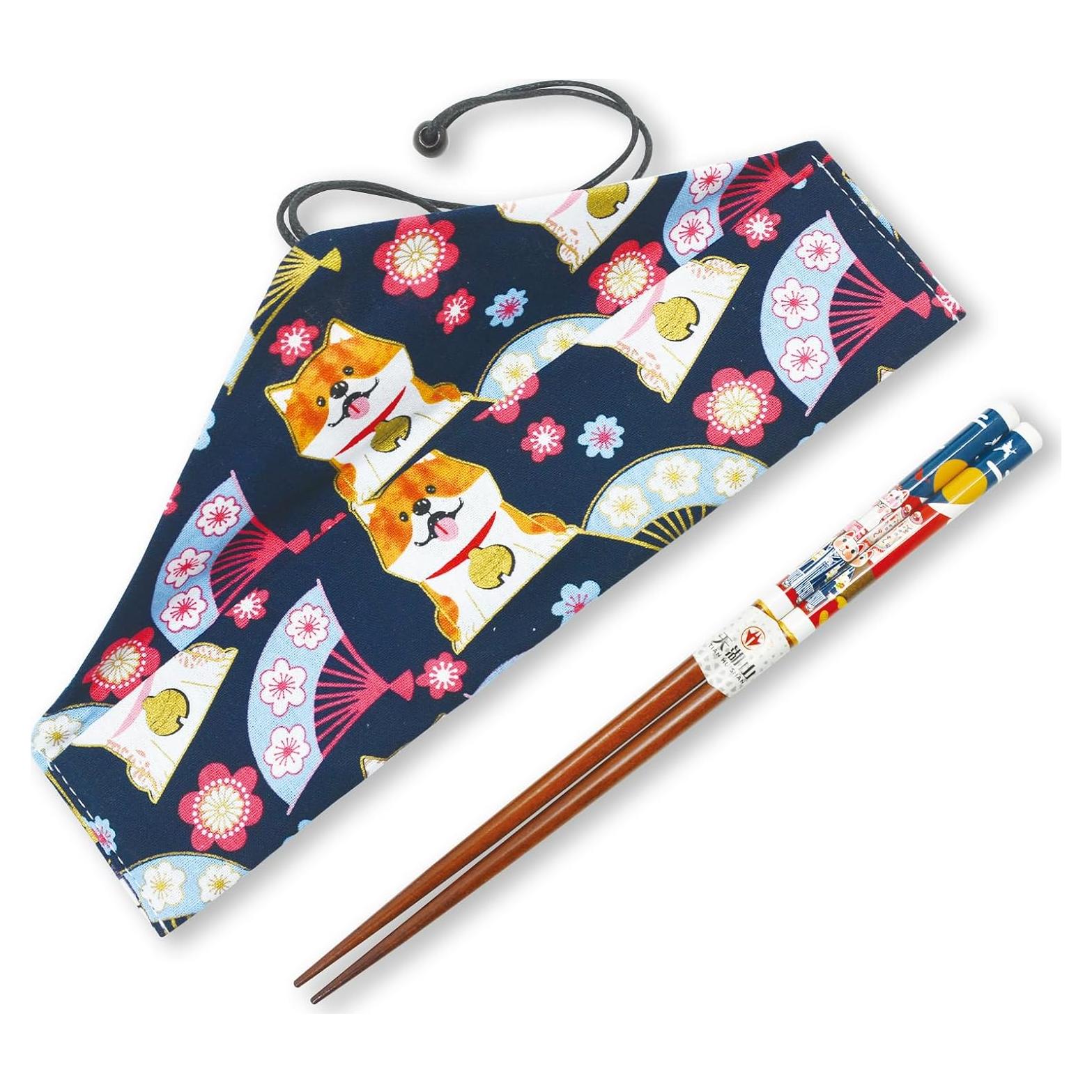 Palillos Reutilizables de Bambú LANHUTHS con Estuche Azul 22.4cm