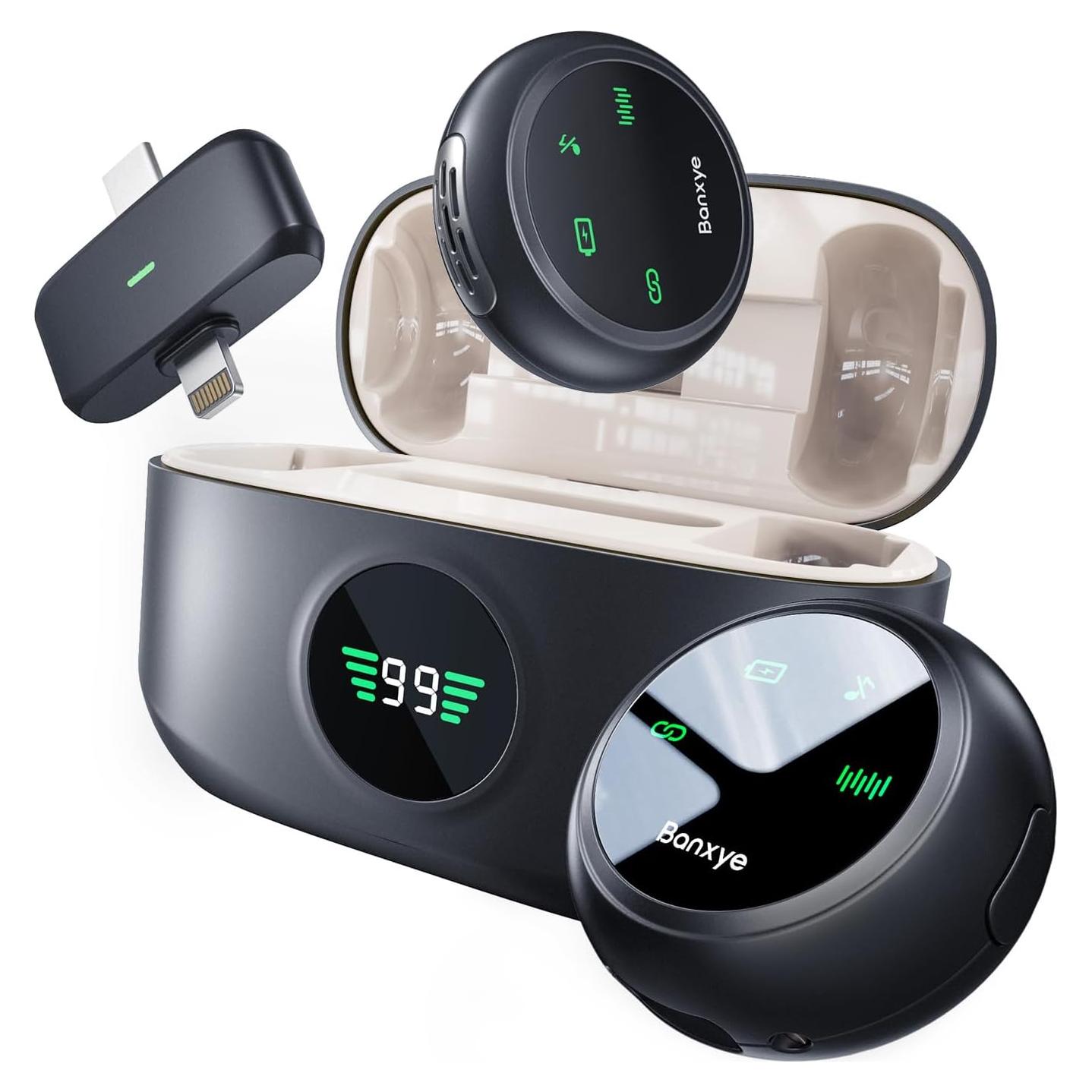 Micrófono Lavalier Inalámbrico Banxye K31Pro Beige para iPhone y Android