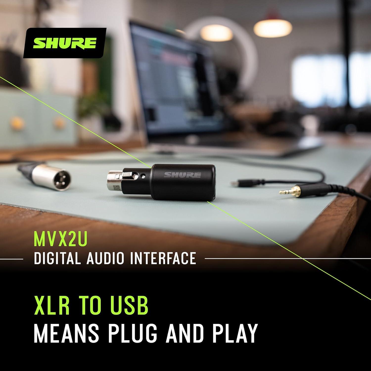 Interfaz Digital Shure MVX2U XLR a USB con Monitoreo
