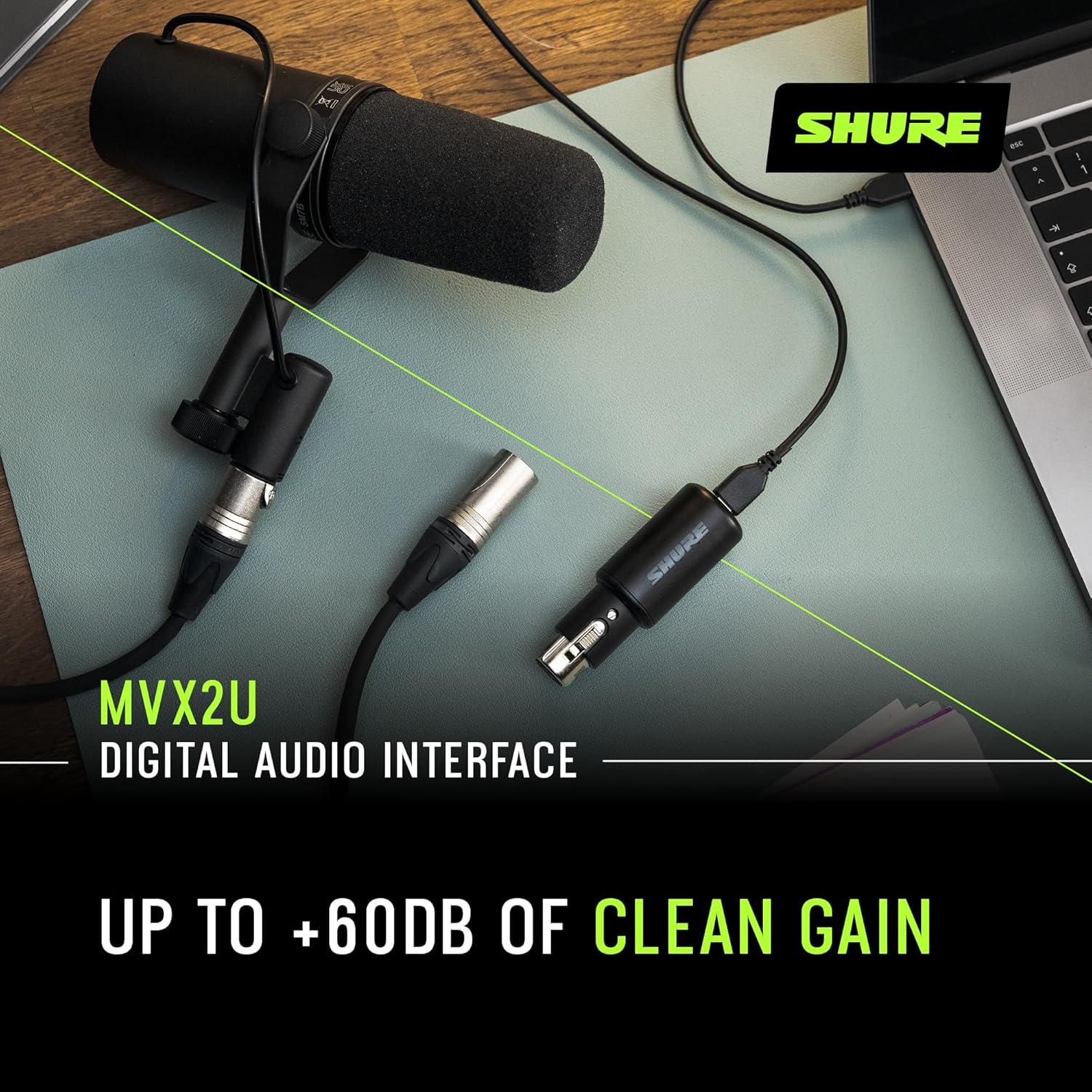 Interfaz Digital Shure MVX2U XLR a USB con Monitoreo