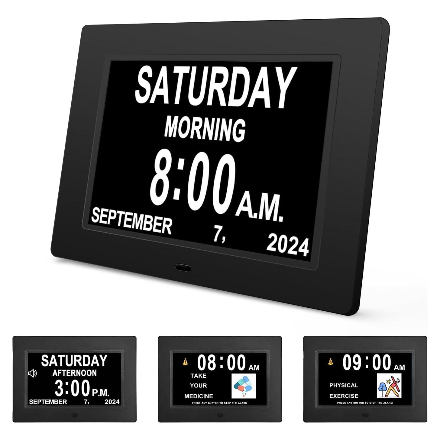 Reloj Digital JALL 7" con Alarmas para Ancianos y Demencia